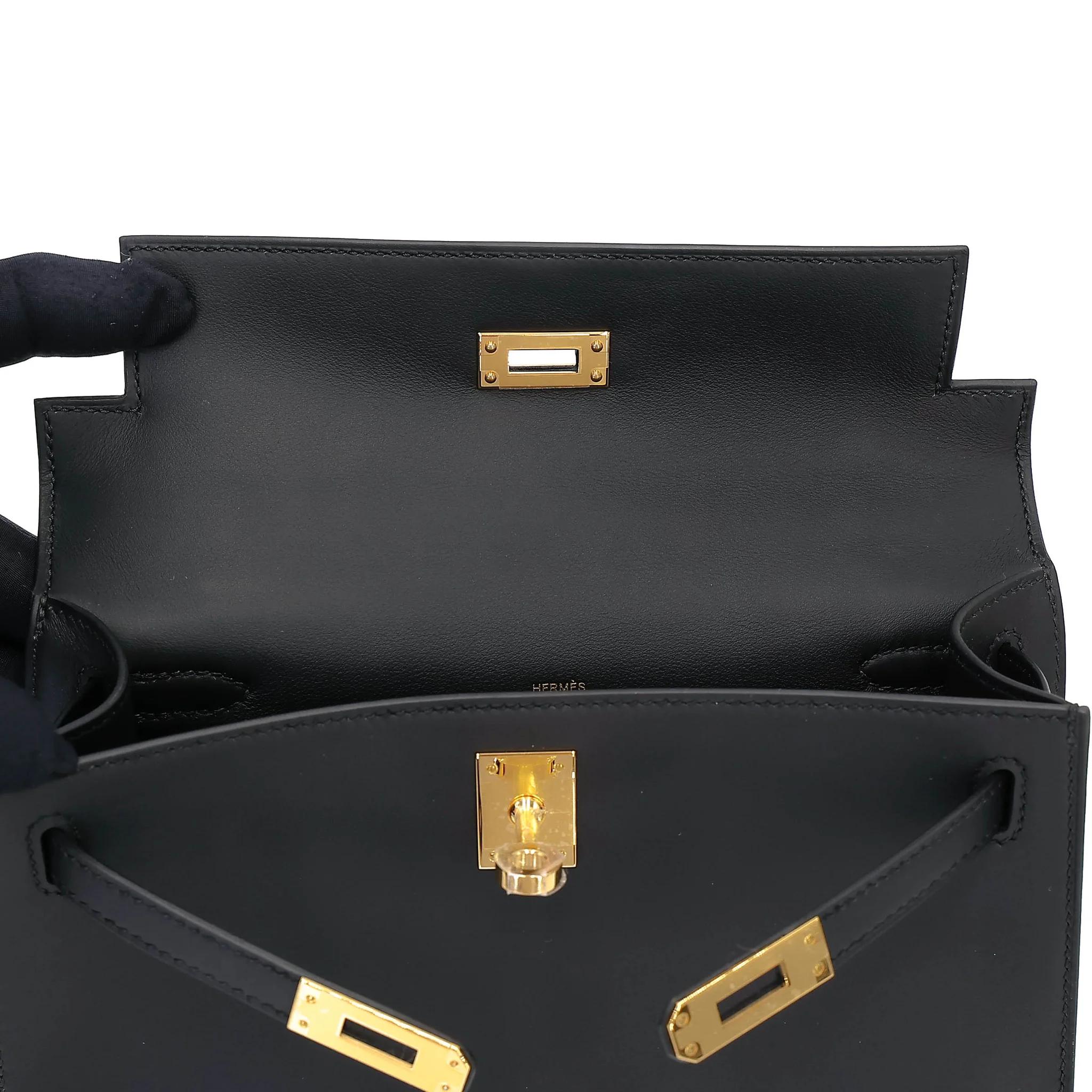 Brand New ( Rank N ) HERMÈS Kelly Pochette Noir (89) Swift Gold hardware K (2025) - 12