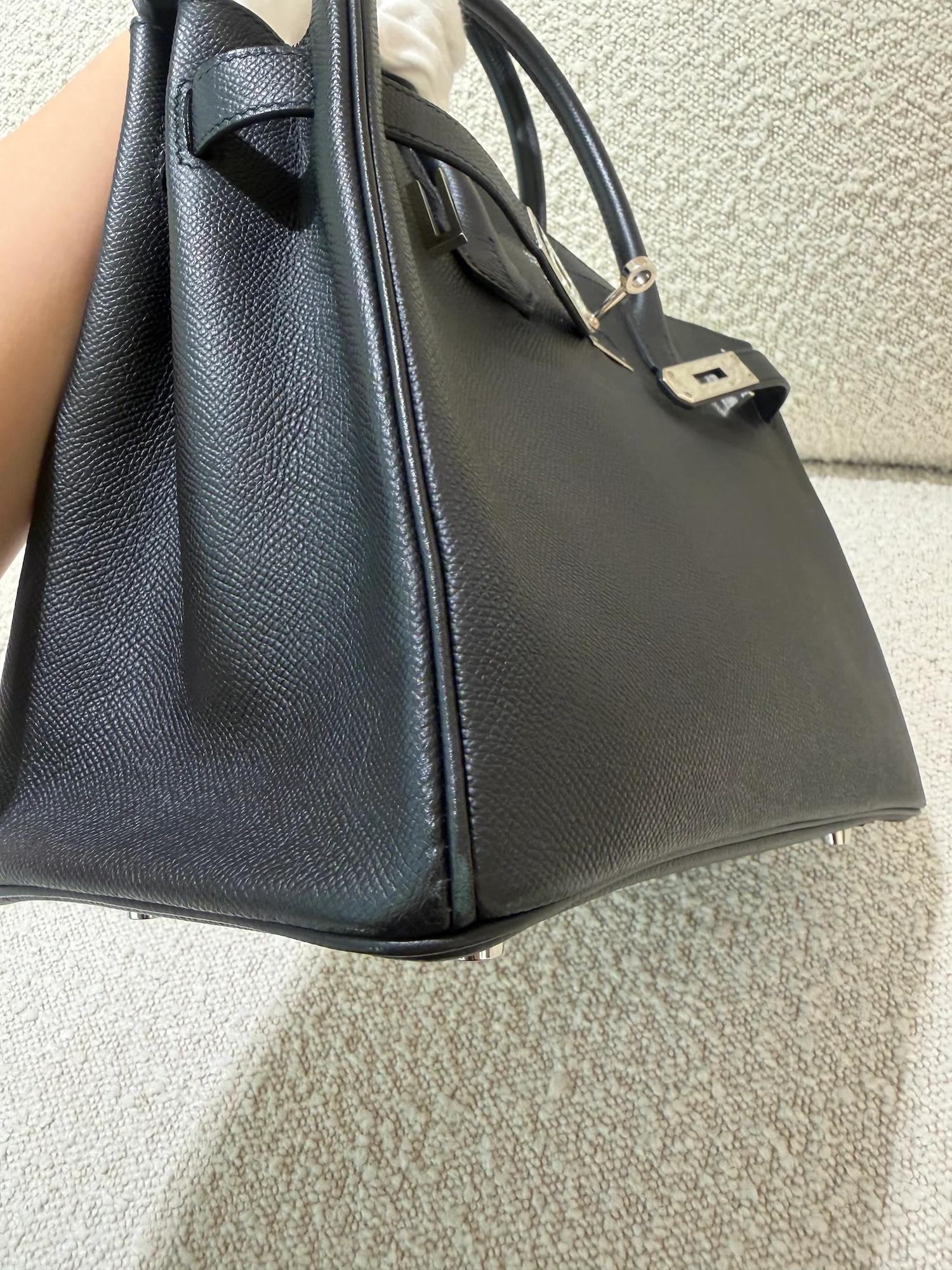 Very Good ( Rank A) HERMÈS Birkin 30 Noir (89) Epsom Palladium hardware U (2022) - 8