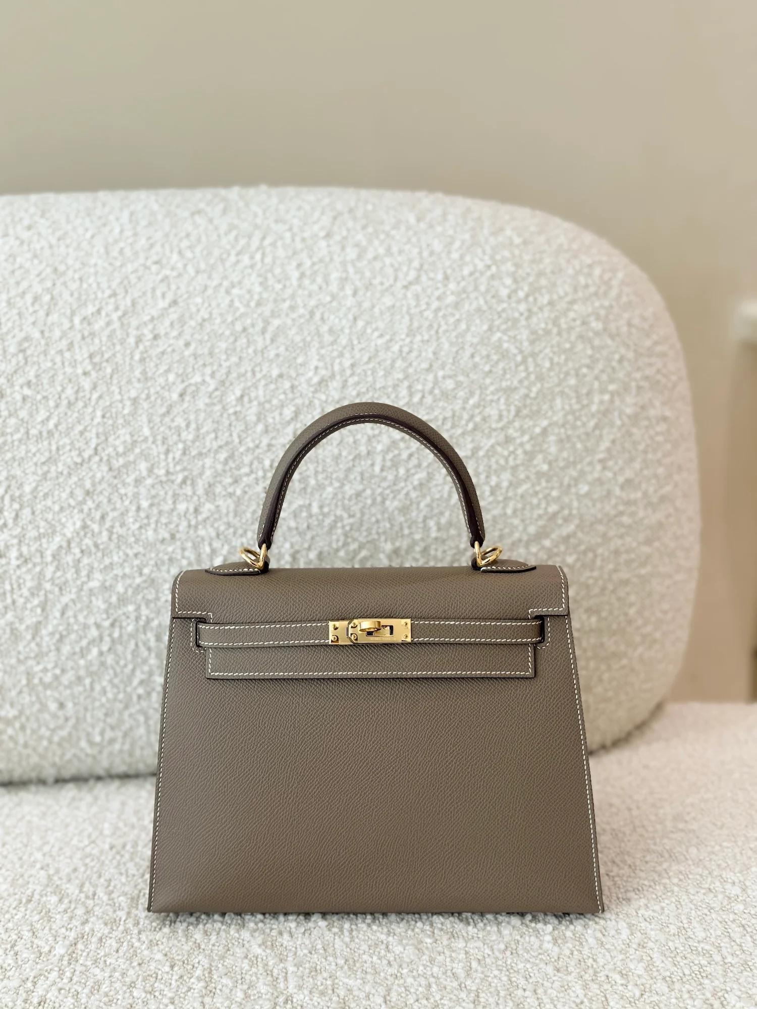 ランク SA HERMÈS エルメス ケリー25 セリエ エトゥープ (18) エプソン ゴールド金具 U刻印 (2022) - 5