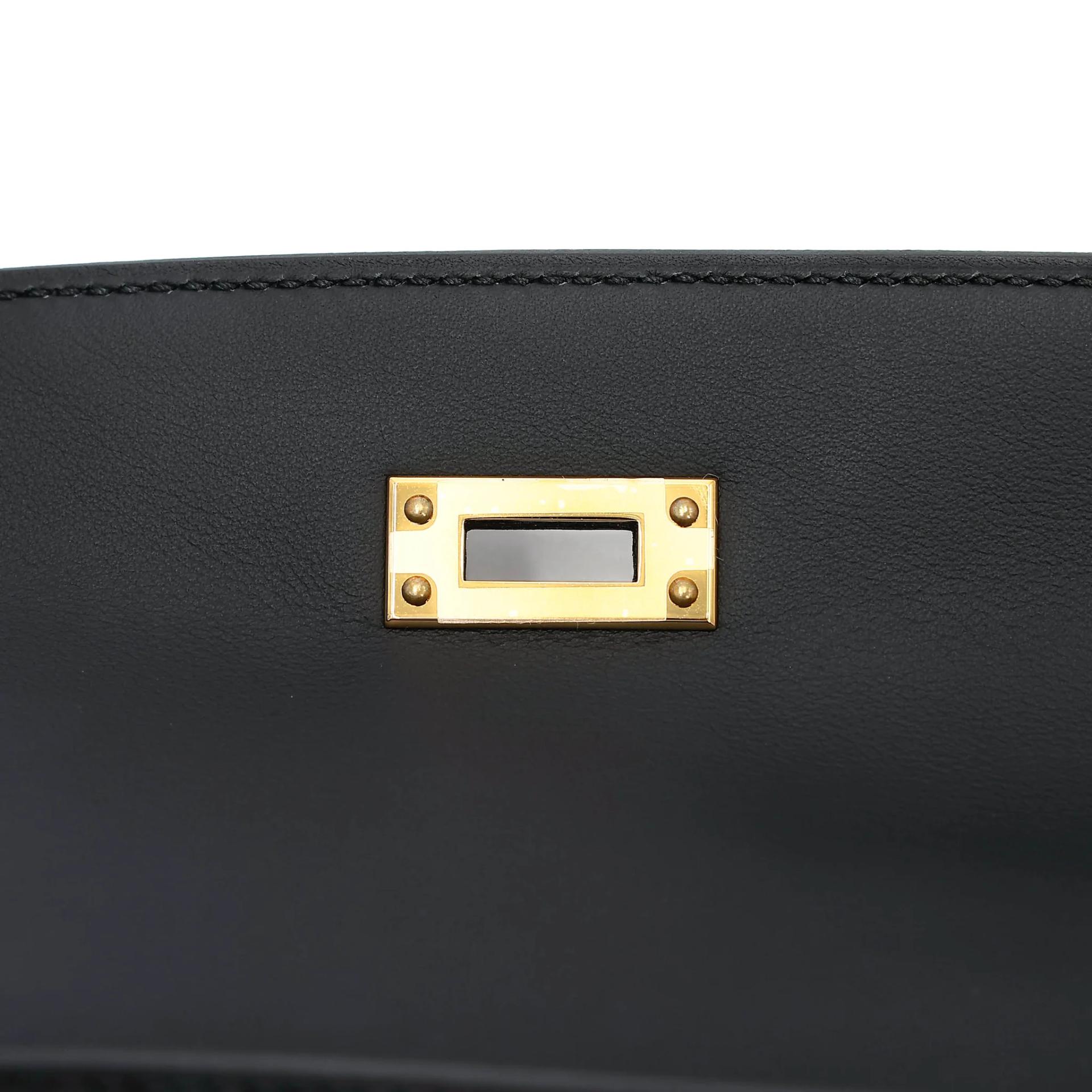 Brand New ( Rank N ) HERMÈS Kelly Pochette Noir (89) Swift Gold hardware K (2025) - 11