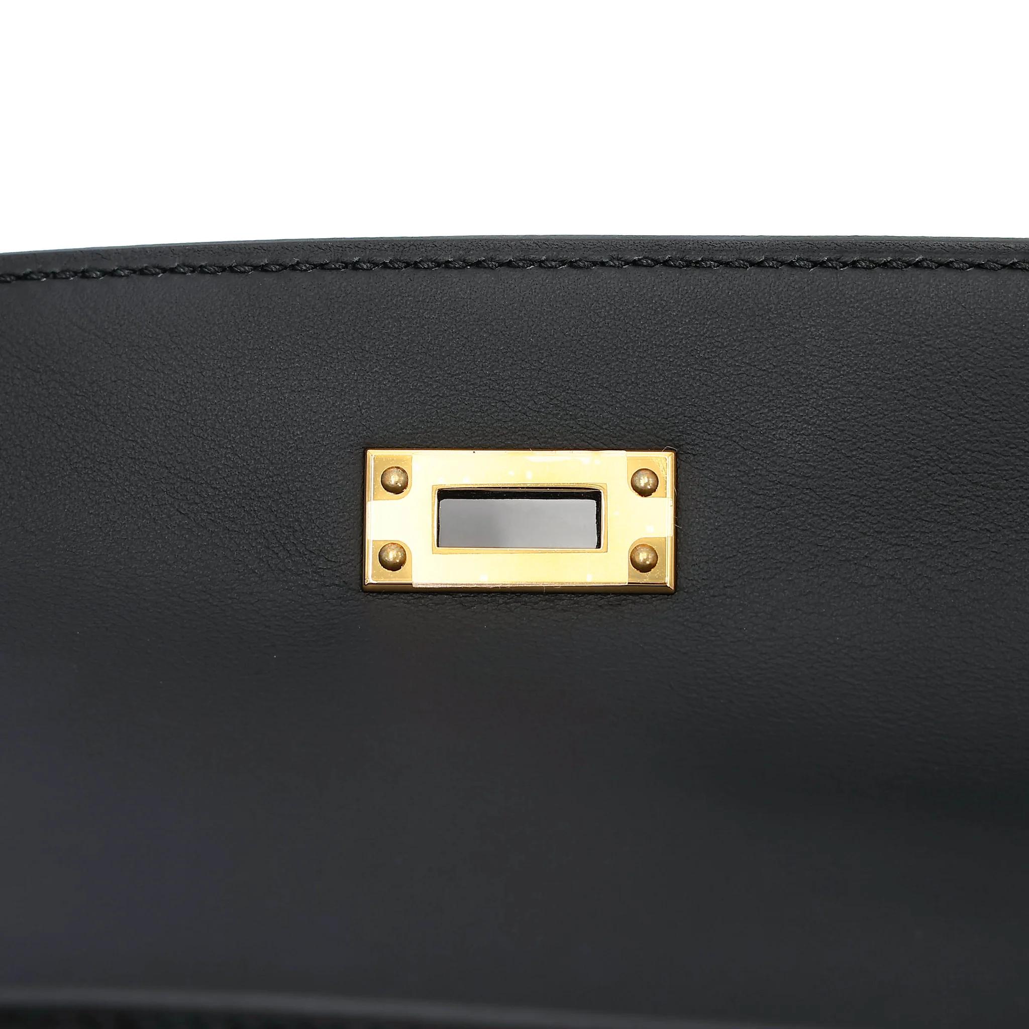 Brand New ( Rank N ) HERMÈS Kelly Pochette Noir (89) Swift Gold hardware K (2025) - 11