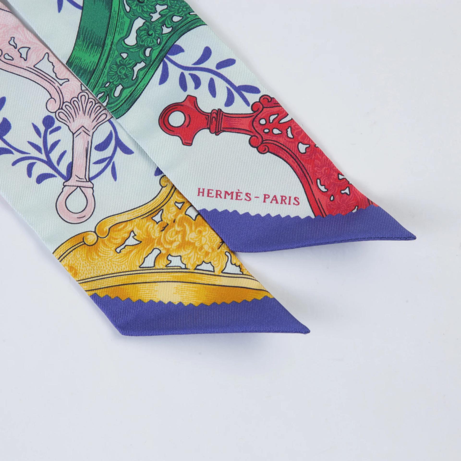 A美品 HERMÈS 愛馬仕 Twilly 絲帶 Etriers Remix 多拼色 真絲 - 3