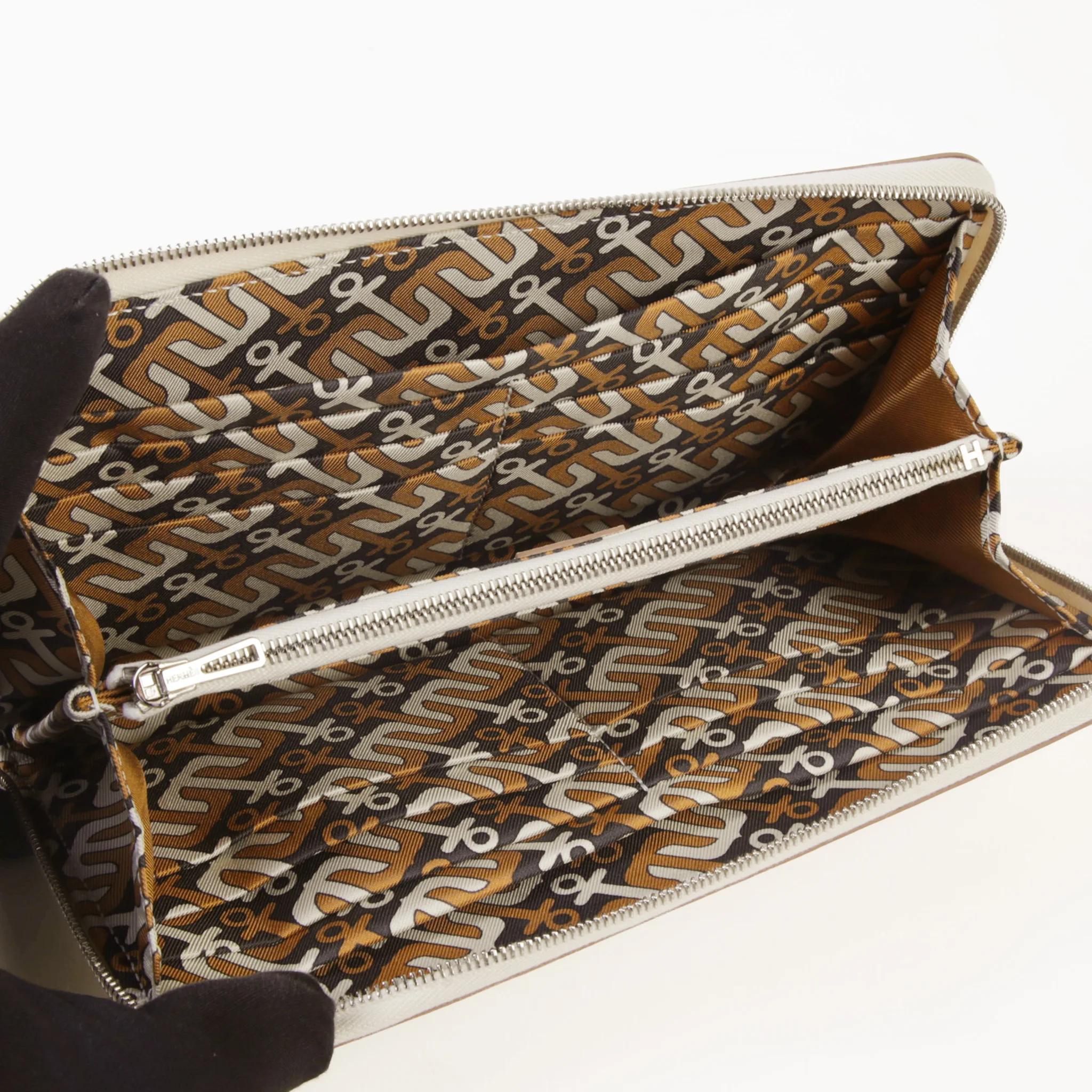 ランク NS 未使用品 HERMÈS エルメス アザップロング シルクイン クレ (10) ブラウン エプソン シルク シルバー金具 W刻印 (2024) - 8