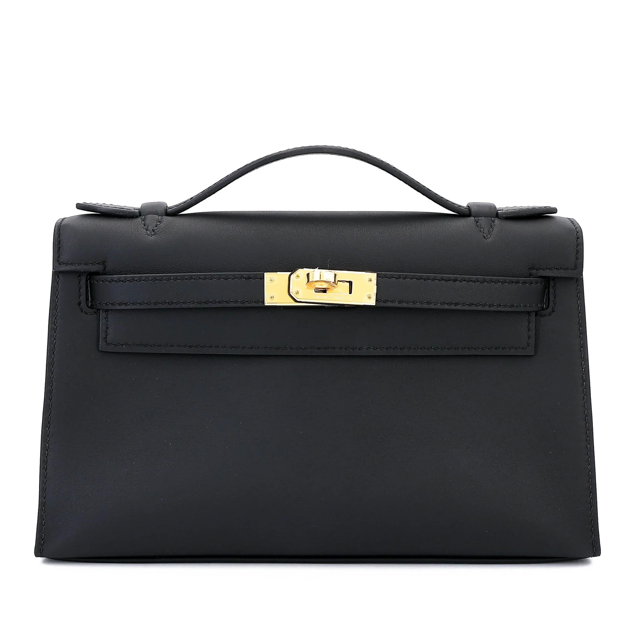 Brand New ( Rank N ) HERMÈS Kelly Pochette Noir (89) Swift Gold hardware K (2025) - 1