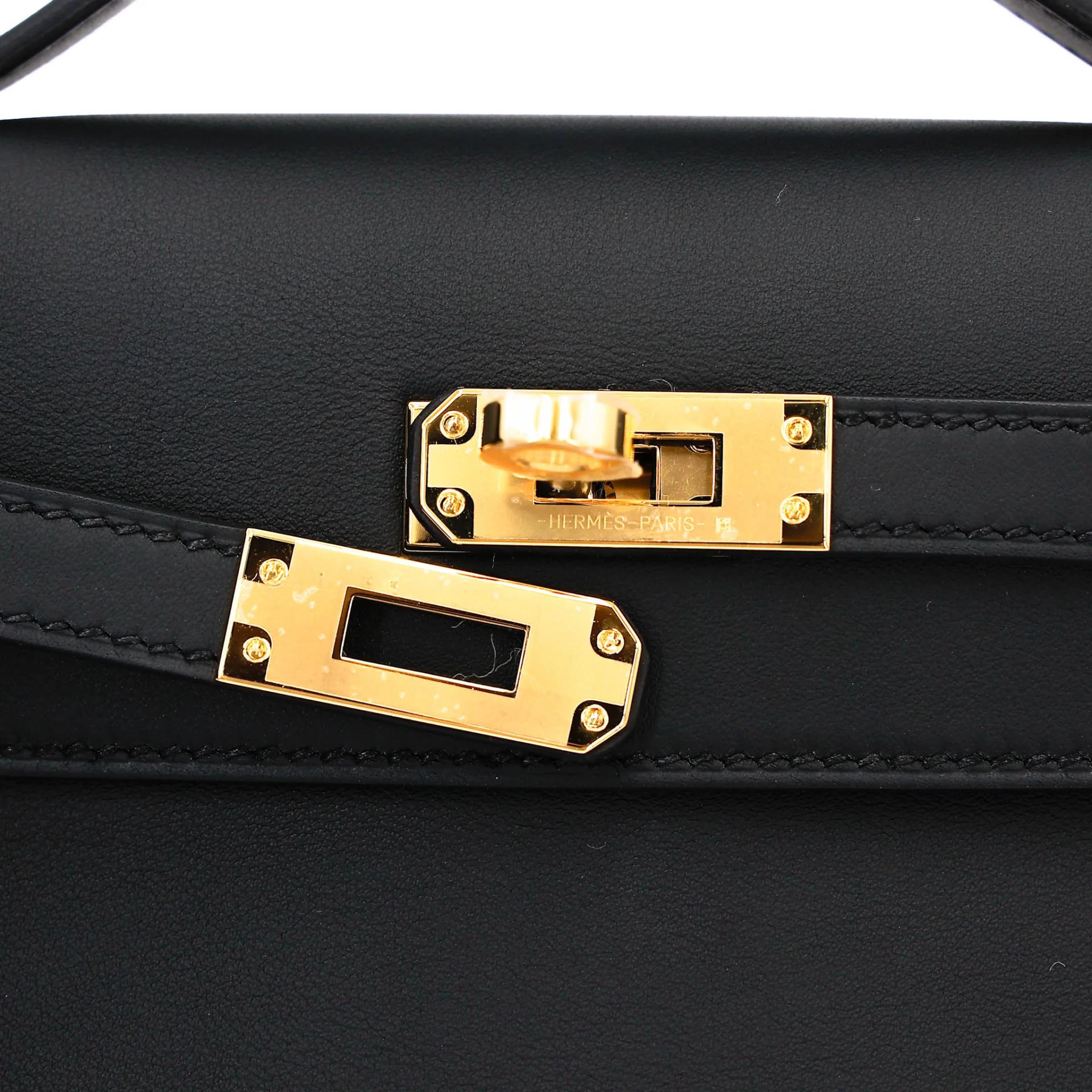 Brand New ( Rank N ) HERMÈS Kelly Pochette Noir (89) Swift Gold hardware K (2025) - 8