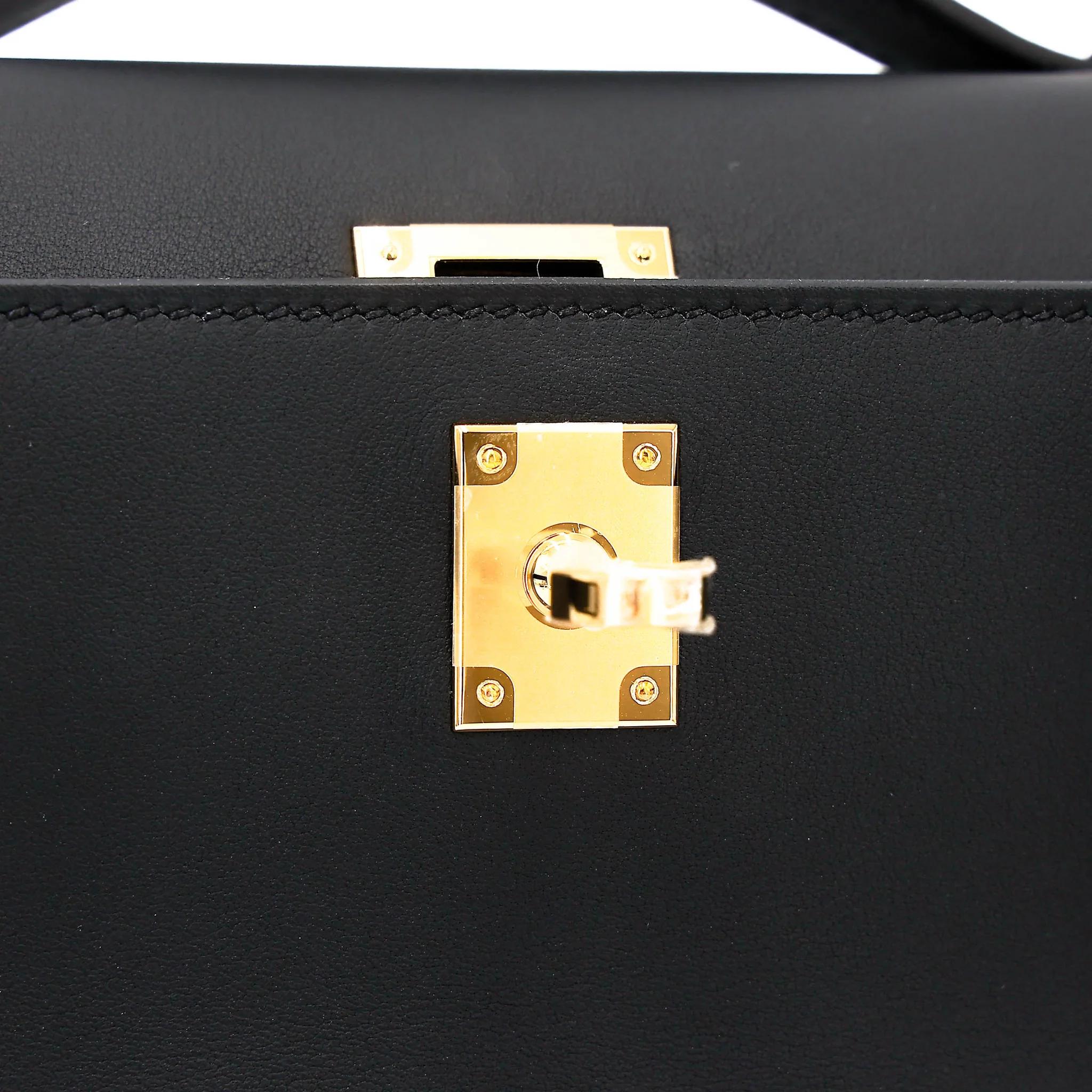 Brand New ( Rank N ) HERMÈS Kelly Pochette Noir (89) Swift Gold hardware K (2025) - 13