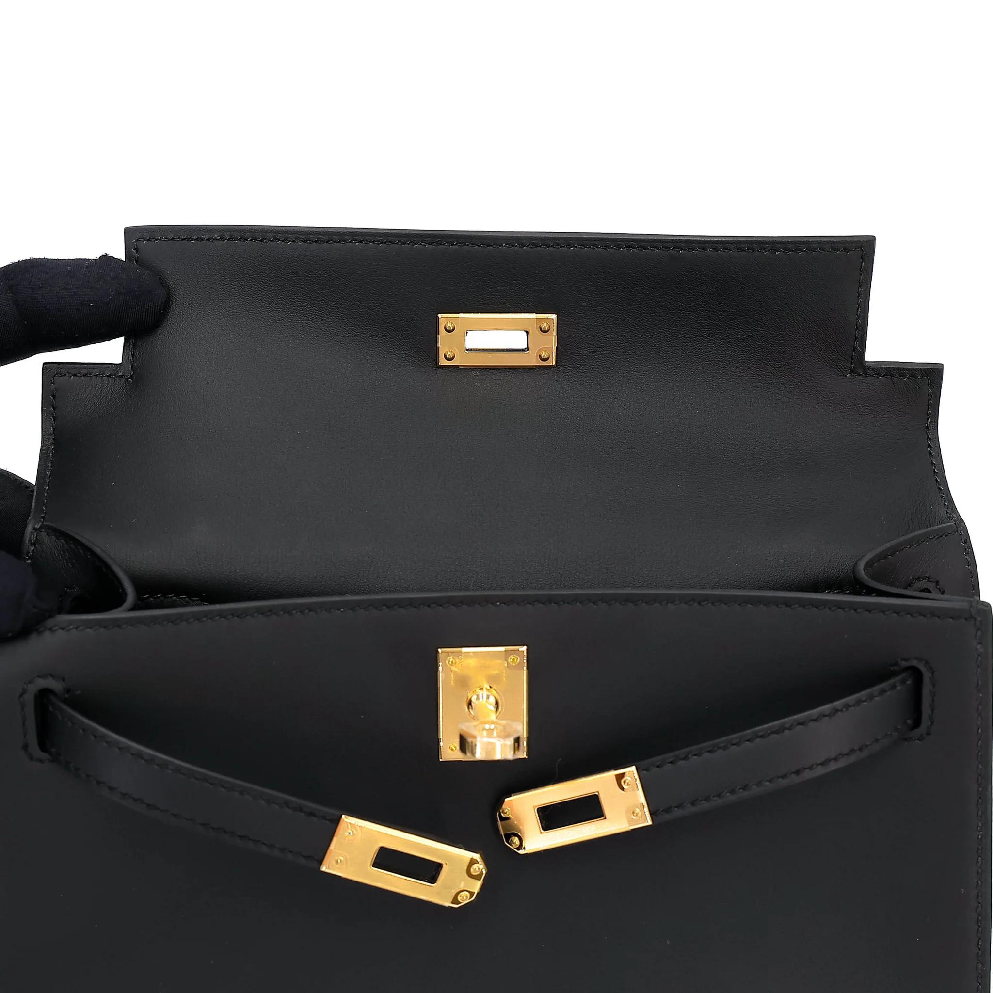 Brand New ( Rank N ) HERMÈS Kelly Pochette Noir (89) Swift Gold hardware K (2025) - 12