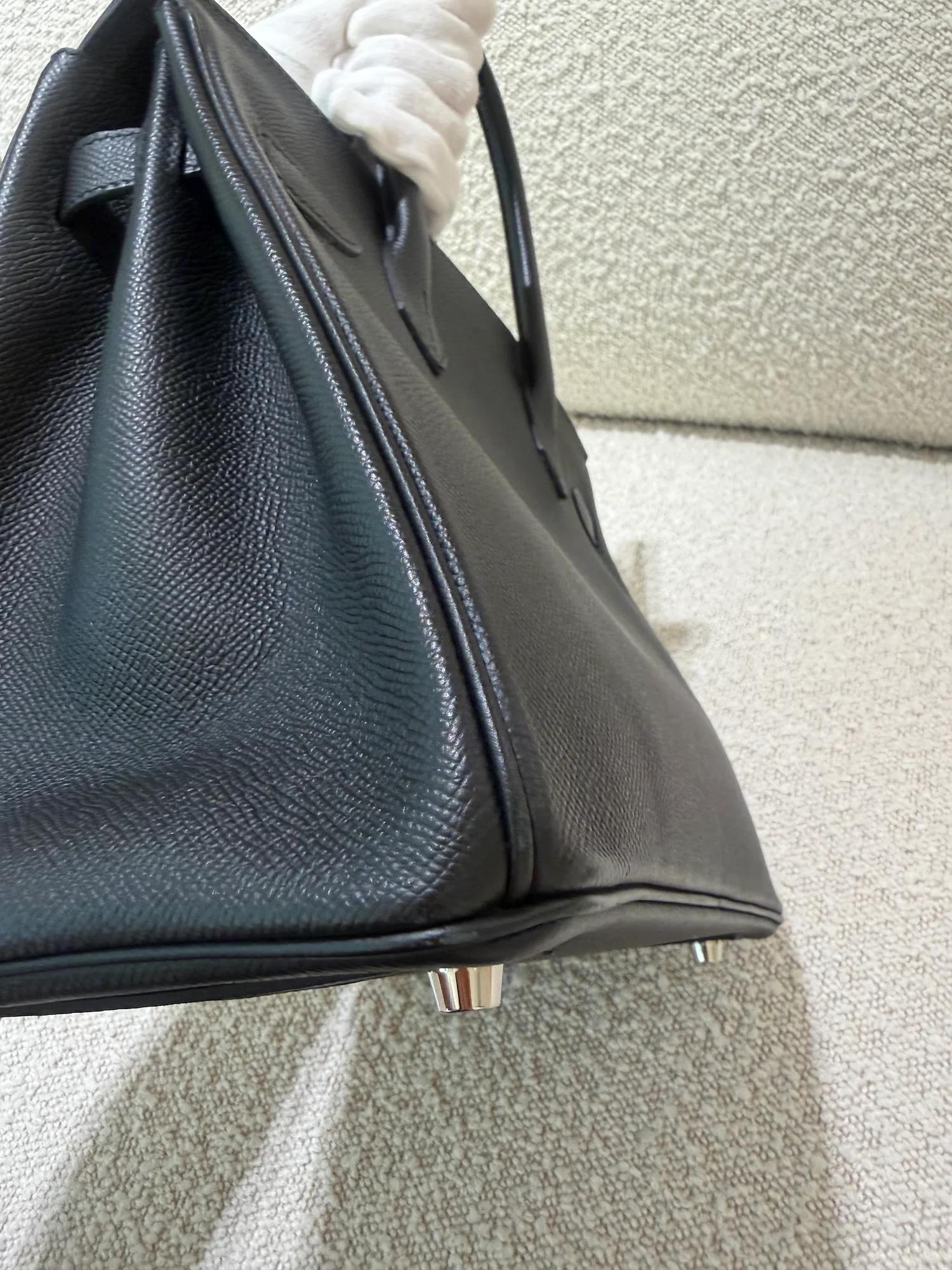 Very Good ( Rank A) HERMÈS Birkin 30 Noir (89) Epsom Palladium hardware U (2022) - 10