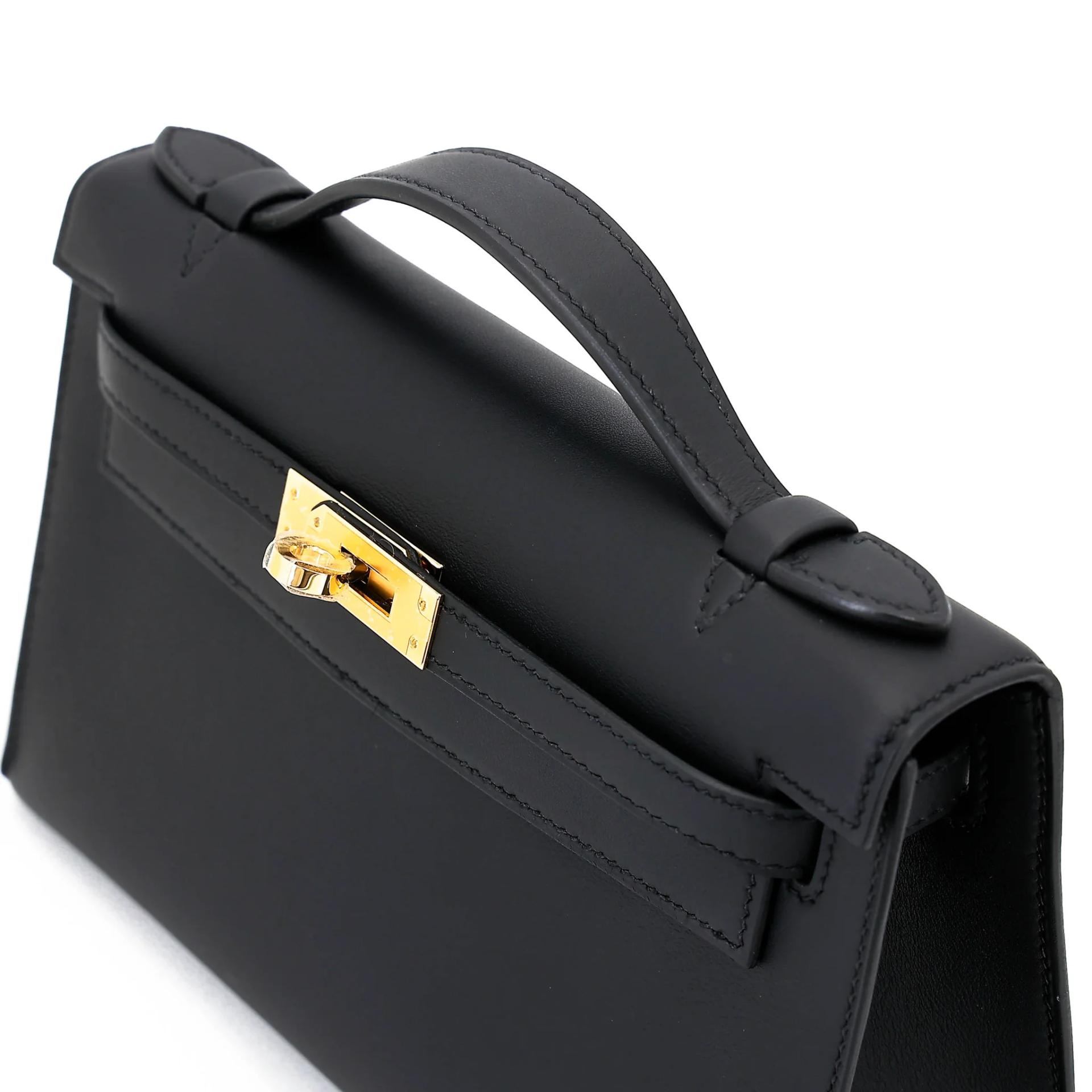Brand New ( Rank N ) HERMÈS Kelly Pochette Noir (89) Swift Gold hardware K (2025) - 3