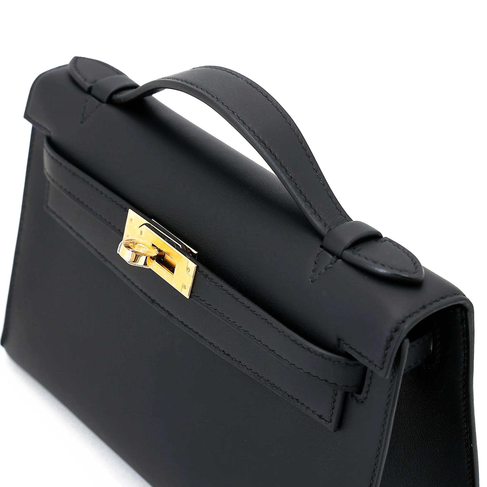 Brand New ( Rank N ) HERMÈS Kelly Pochette Noir (89) Swift Gold hardware K (2025) - 3