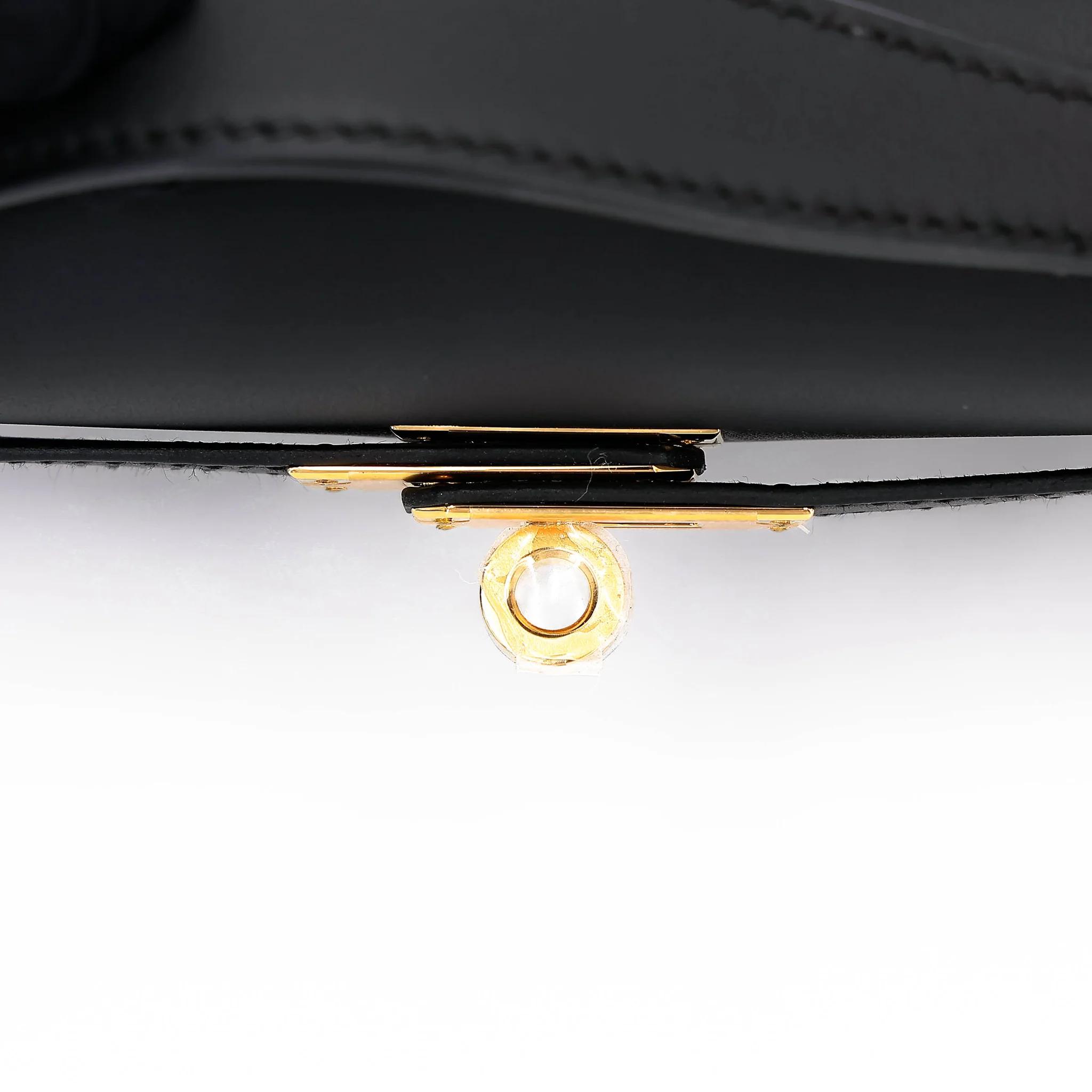 Brand New ( Rank N ) HERMÈS Kelly Pochette Noir (89) Swift Gold hardware K (2025) - 9