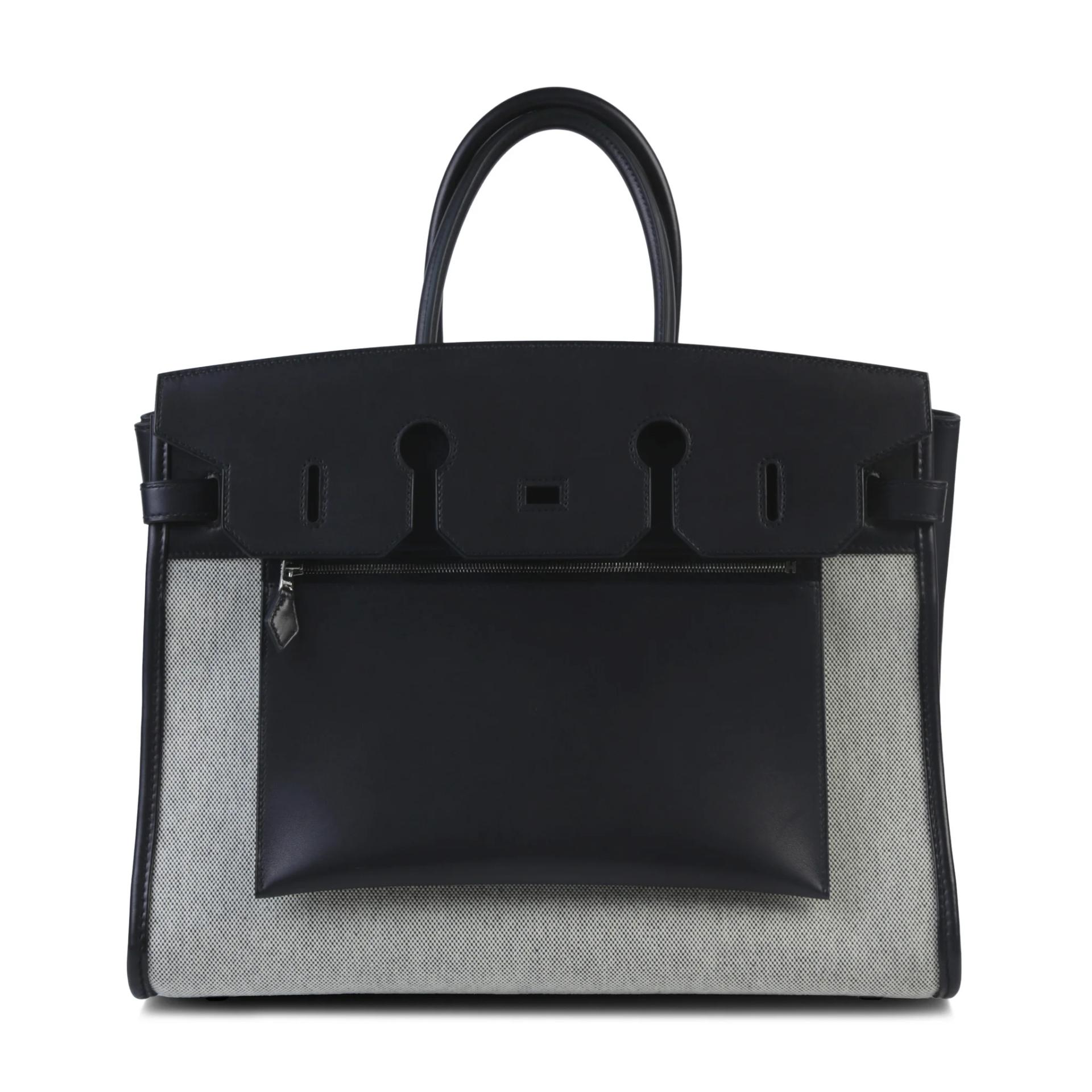 全新 HERMÈS 爱马仕 Birkin 35  A L'Envers Ecru色 89 黑色 Noir (Black) Toile H 帆布 Volupto小牛皮 银扣 G刻 2026年 - 1
