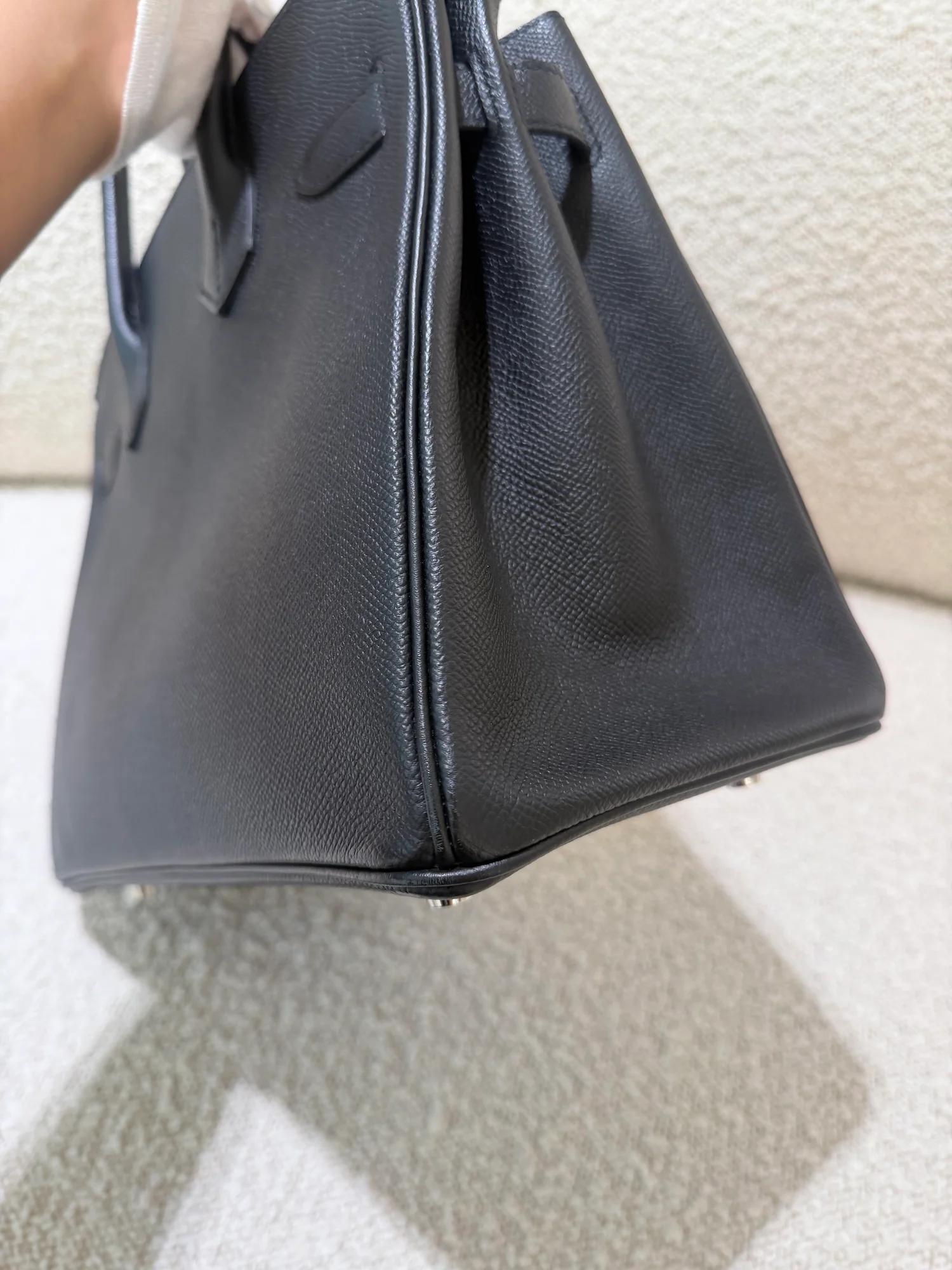 Very Good ( Rank A) HERMÈS Birkin 30 Noir (89) Epsom Palladium hardware U (2022) - 7