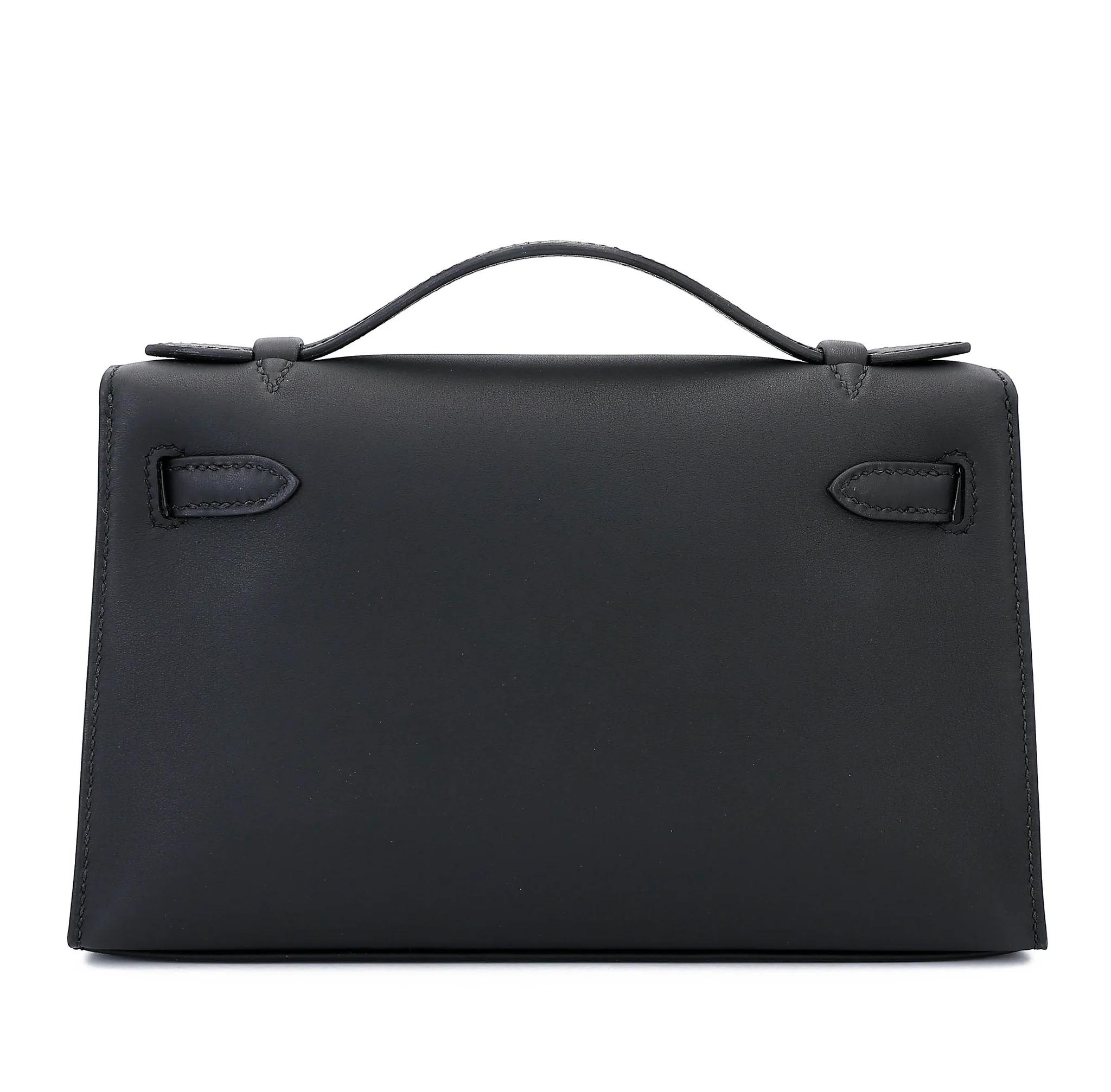 Brand New ( Rank N ) HERMÈS Kelly Pochette Noir (89) Swift Gold hardware K (2025) - 2