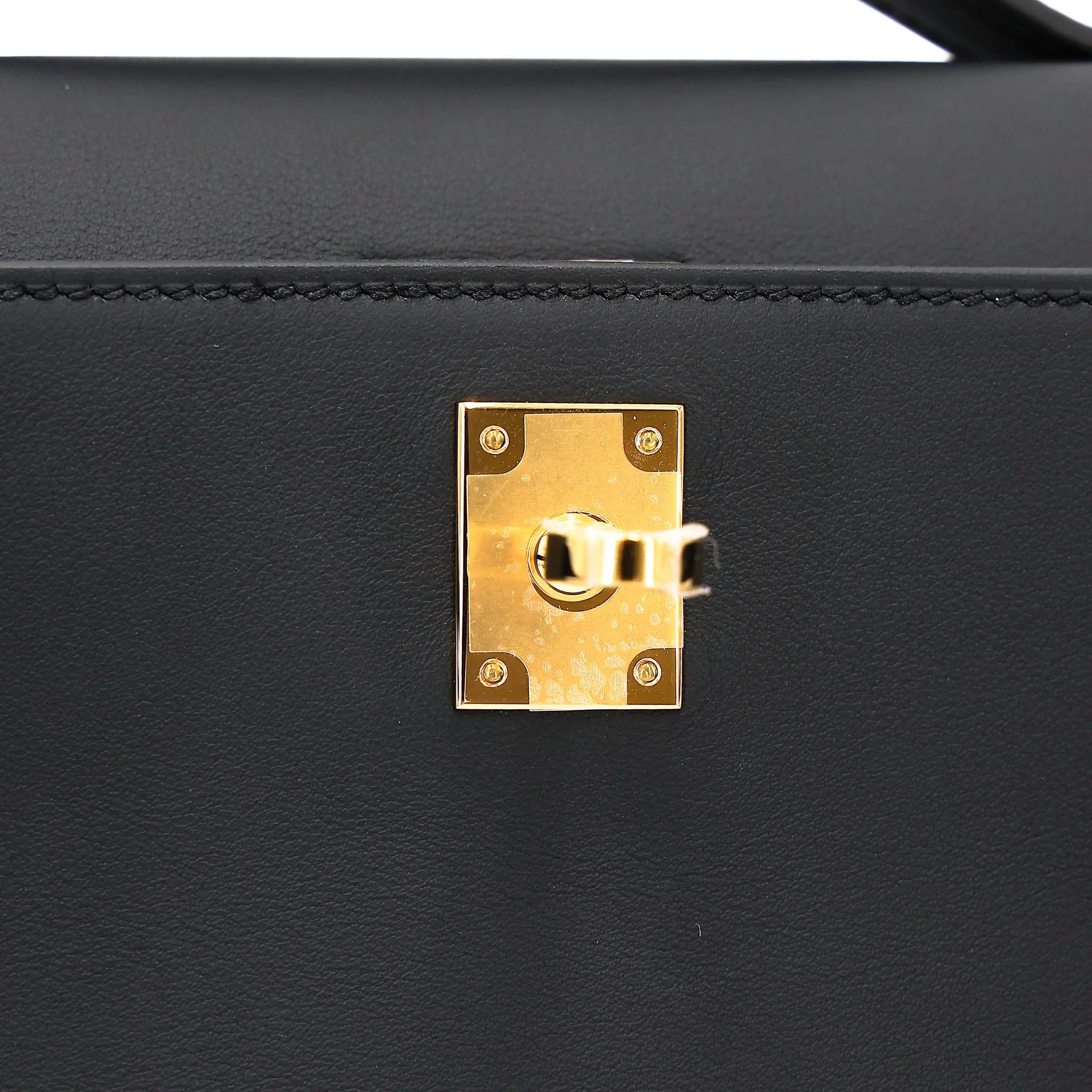 Brand New ( Rank N ) HERMÈS Kelly Pochette Noir (89) Swift Gold hardware K (2025) - 13