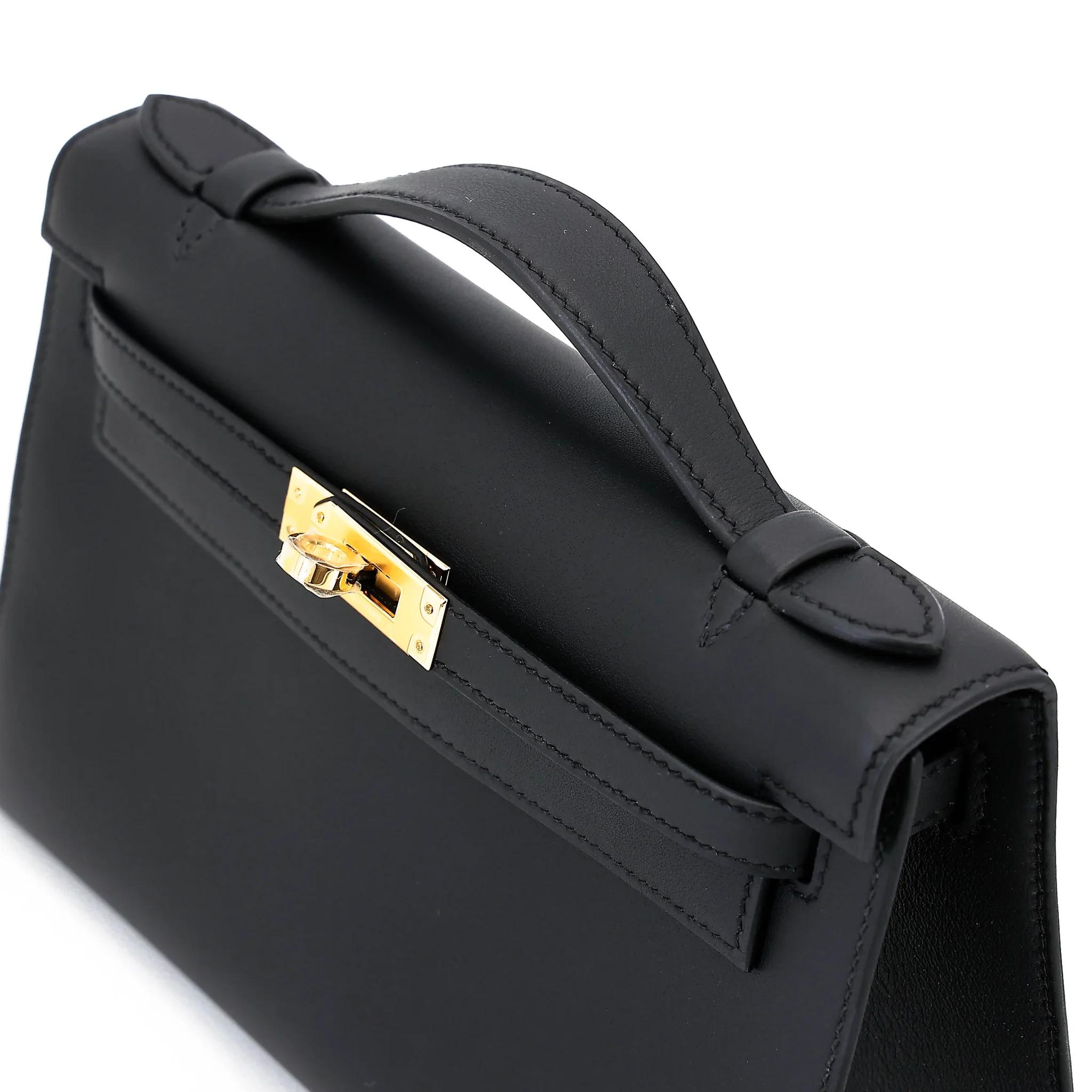 Brand New ( Rank N ) HERMÈS Kelly Pochette Noir (89) Swift Gold hardware K (2025) - 3