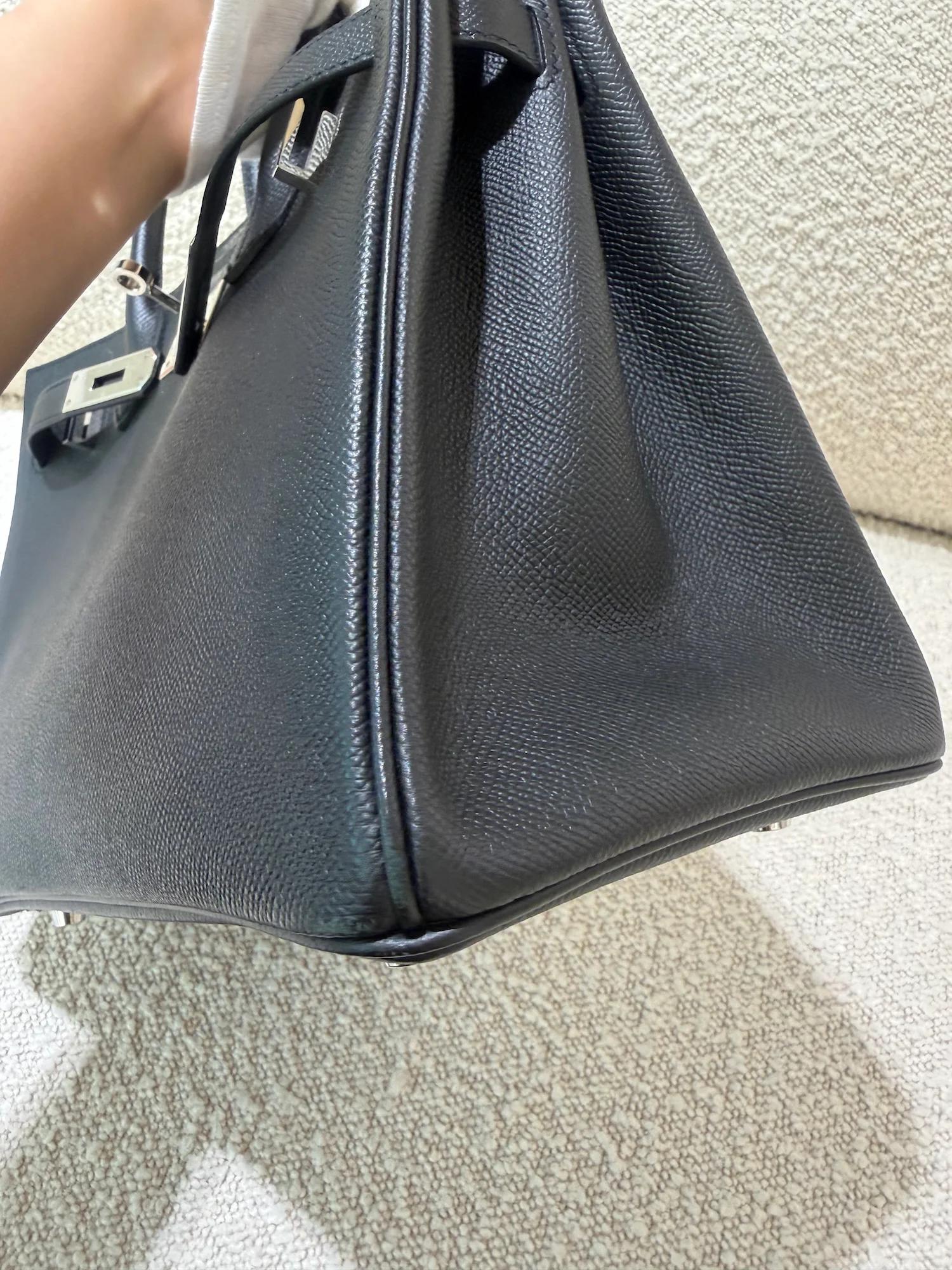 Very Good ( Rank A) HERMÈS Birkin 30 Noir (89) Epsom Palladium hardware U (2022) - 9
