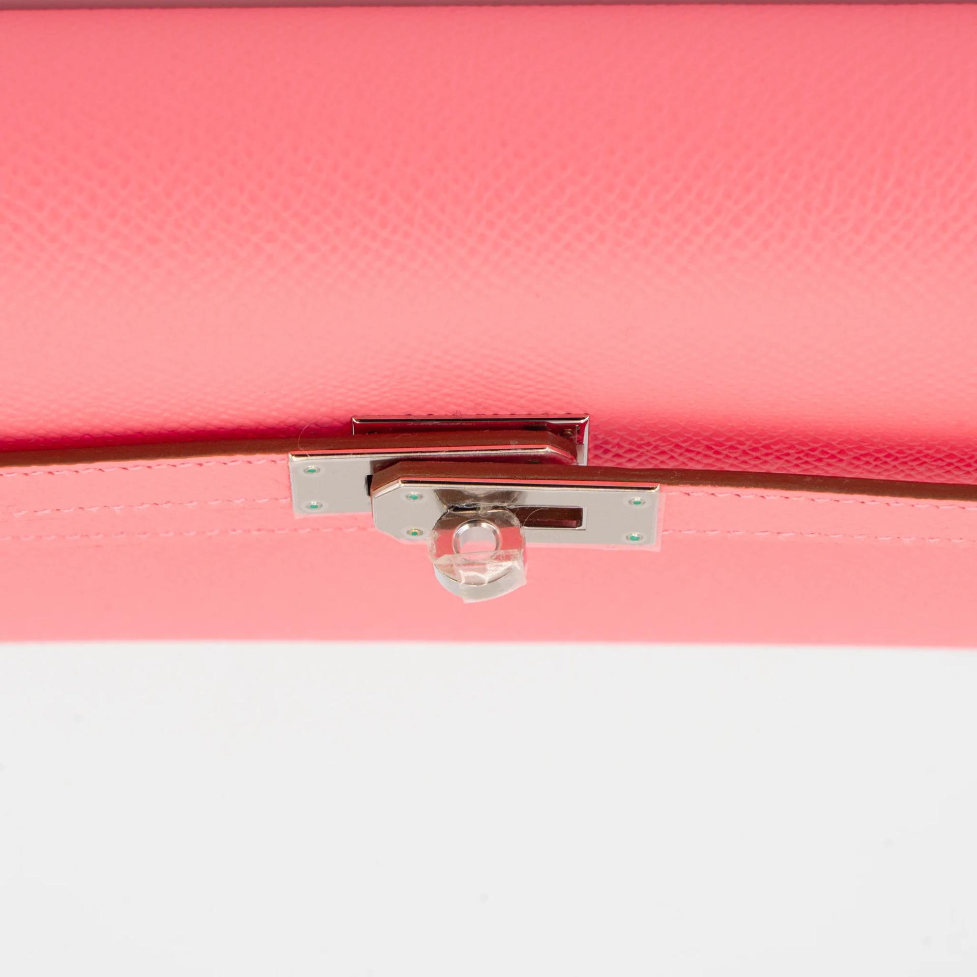Unused ( Rank NS ) HERMÈS Kelly To Go Wallet Rose Confetti (1Q) Epsom Palladium hardware Y (2020) - 4