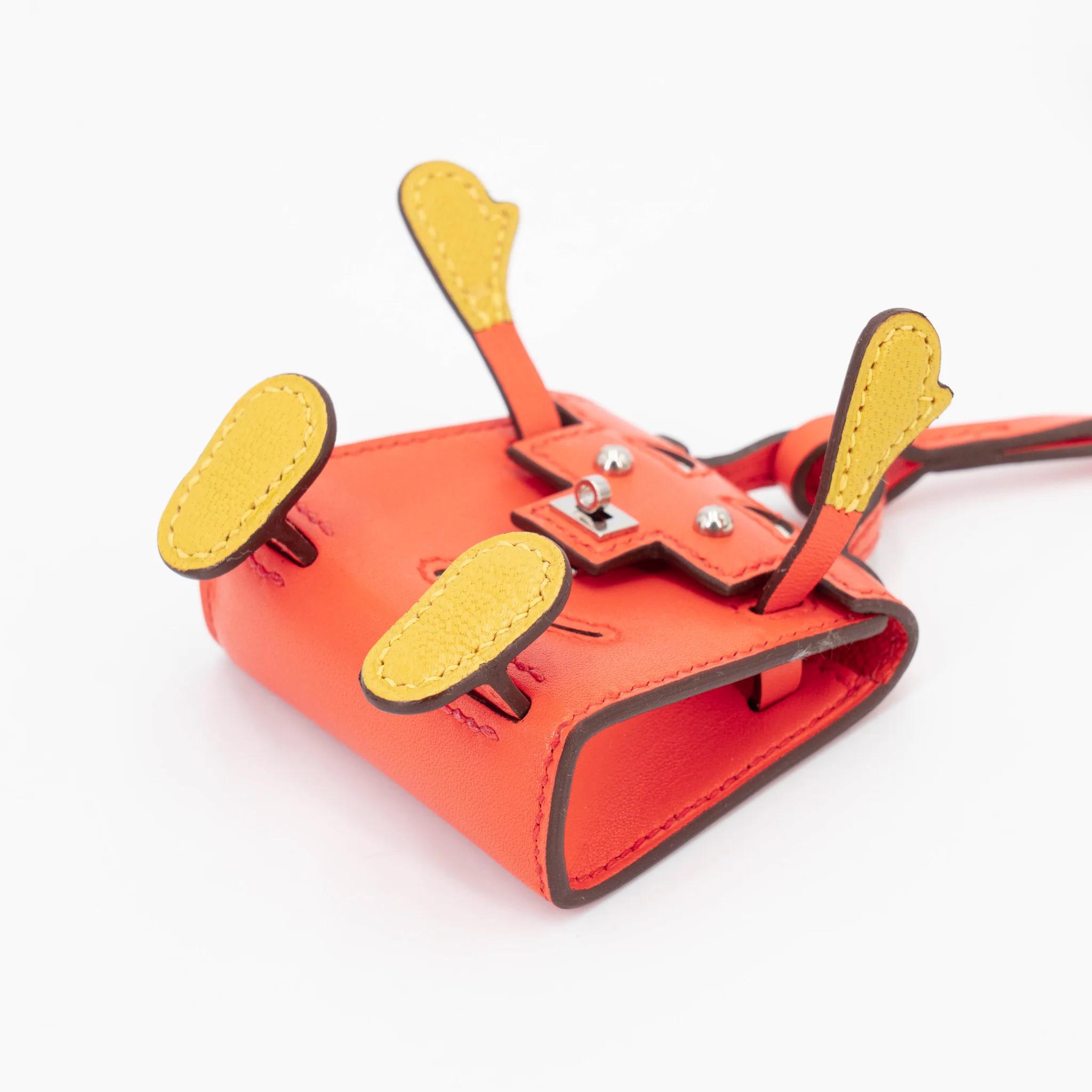 Unused ( Rank NS ) HERMÈS Kelly Doll charm Orange Poppy (8V) Tadelakt Palladium hardware B (2023) - 6