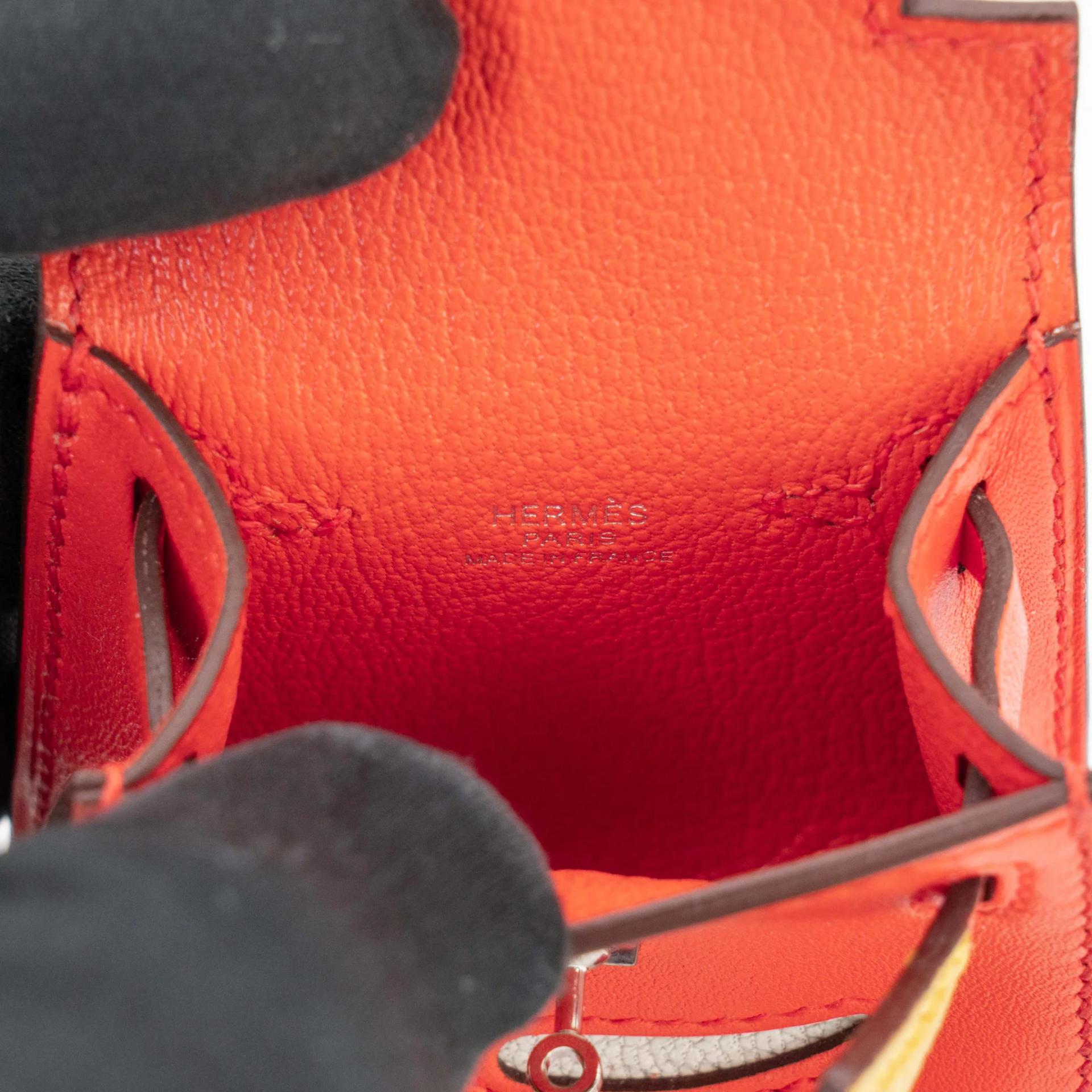 Unused ( Rank NS ) HERMÈS Kelly Doll charm Orange Poppy (8V) Tadelakt Palladium hardware B (2023) - 11