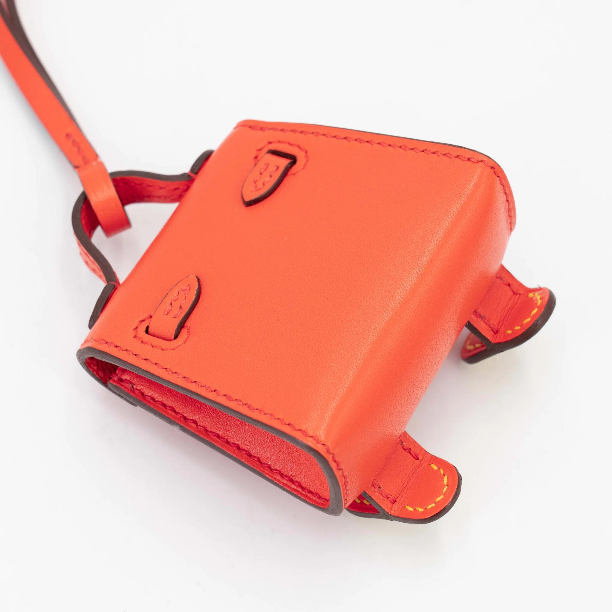 Unused ( Rank NS ) HERMÈS Kelly Doll charm Orange Poppy (8V) Tadelakt Palladium hardware B (2023) - 21