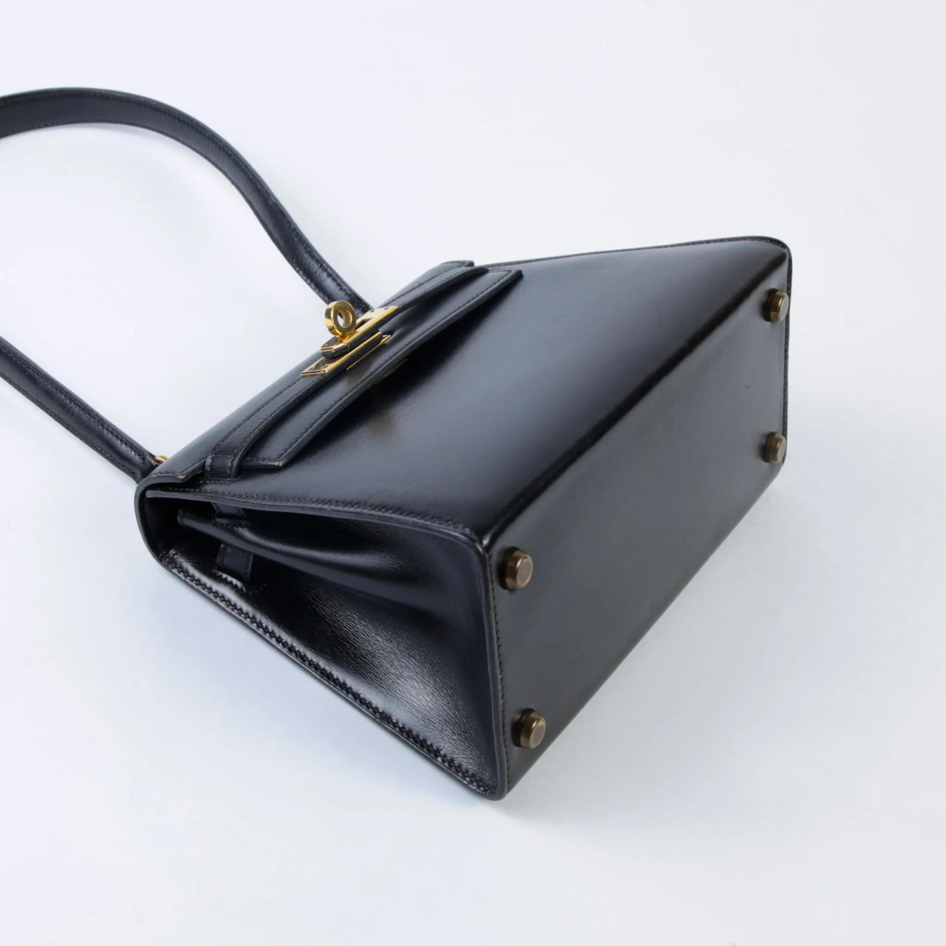 A美品 HERMÈS 爱马仕 Mini Kelly 20 89 黑色 Noir (Black) Box牛皮 金扣 - 4