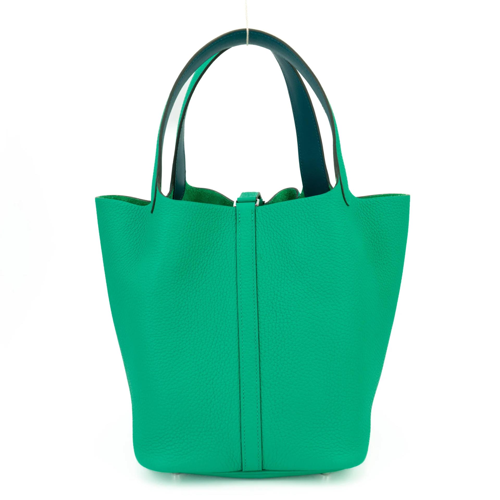 Unused ( Rank NS ) HERMÈS Picotin Lock MM Menthe (6W) Vert Bosphore (W0) Clemence Palladium hardware Z (2021) - 2