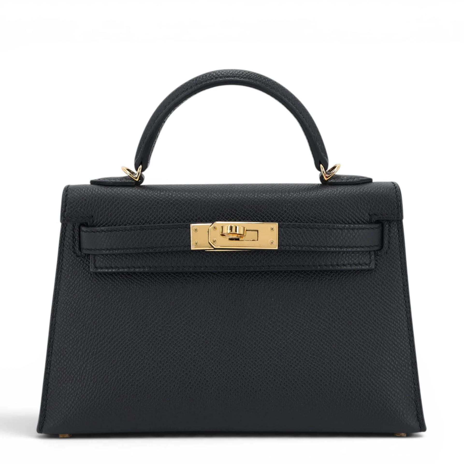 Excellent ( Rank SA ) HERMÈS Mini Kelly II Noir (89) Epsom Gold hardware W (2024) - 1