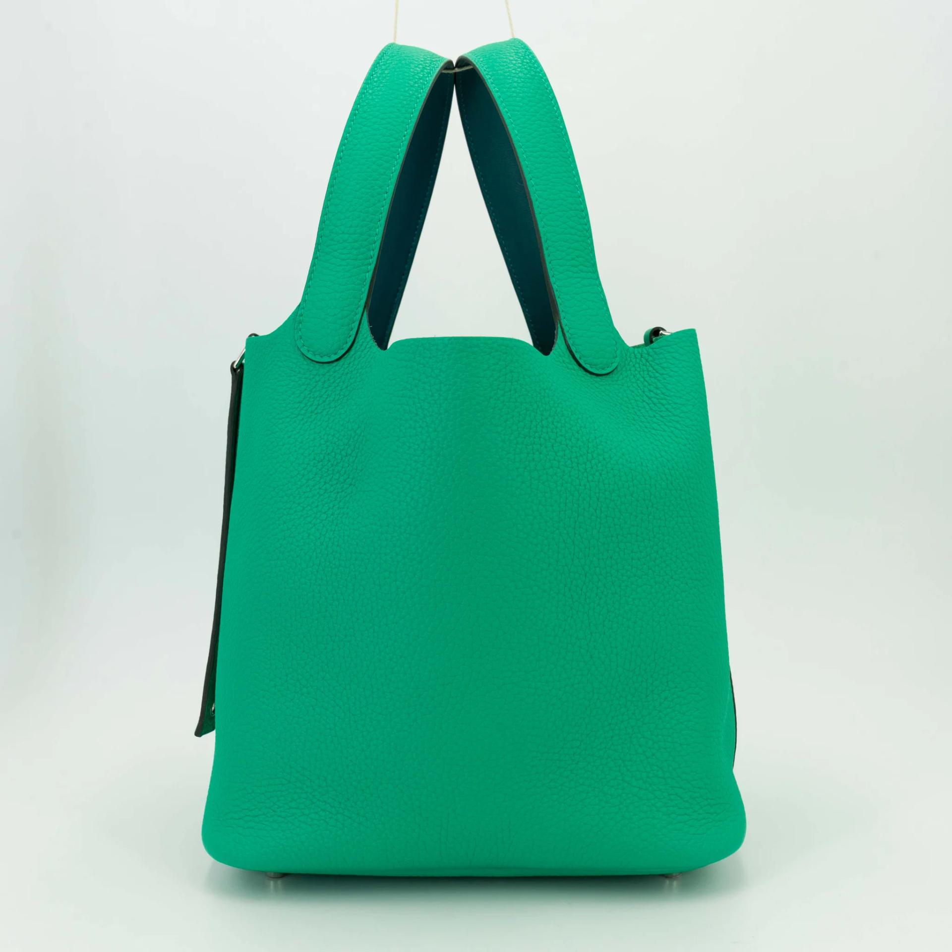 Unused ( Rank NS ) HERMÈS Picotin Lock MM Menthe (6W) Vert Bosphore (W0) Clemence Palladium hardware Z (2021) - 5