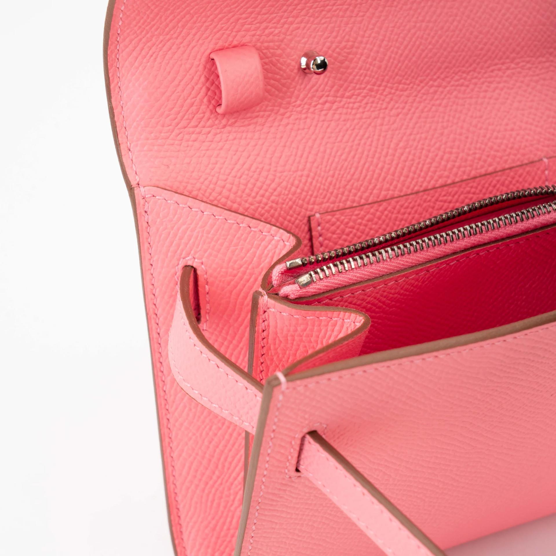 Unused ( Rank NS ) HERMÈS Kelly To Go Wallet Rose Confetti (1Q) Epsom Palladium hardware Y (2020) - 12