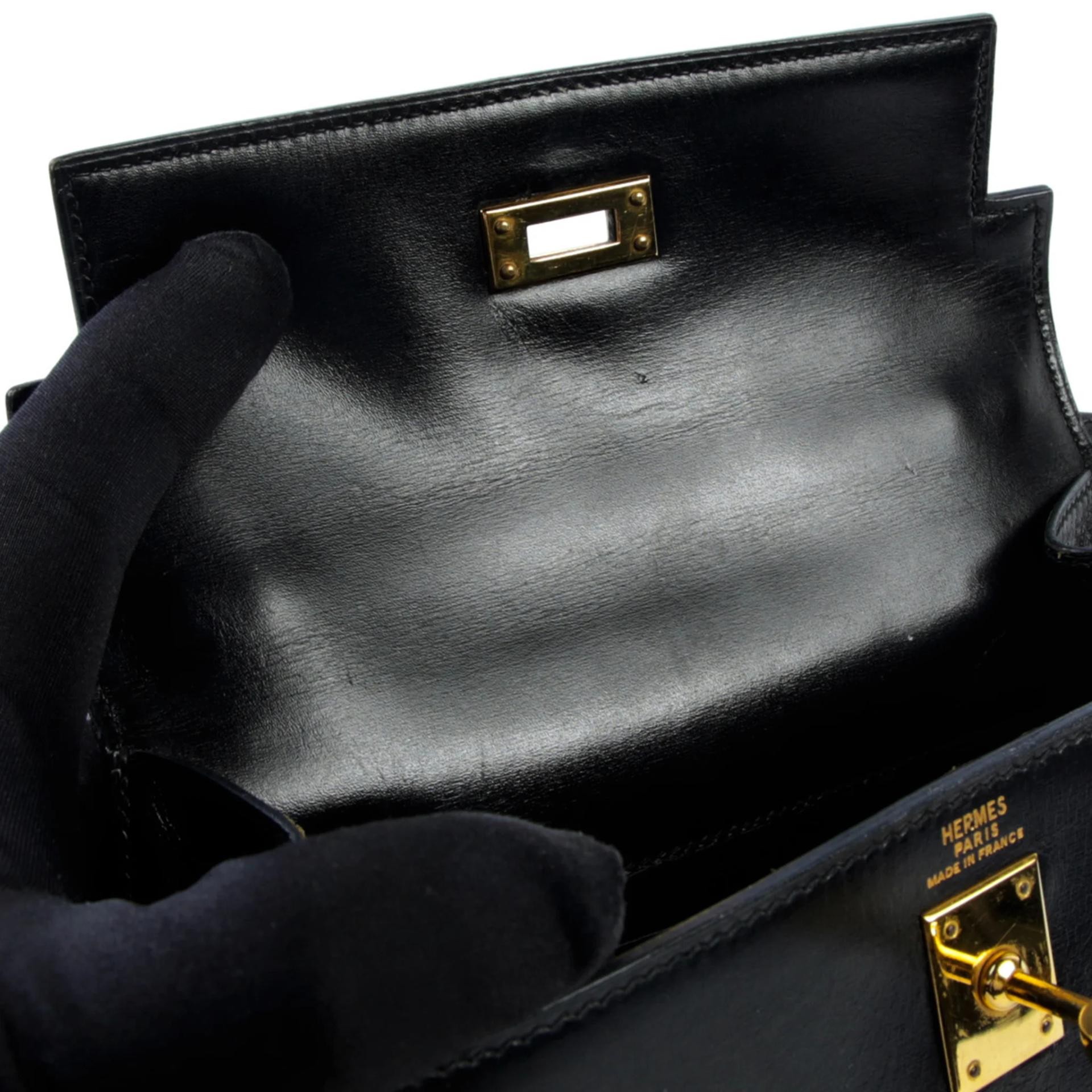 A美品 HERMÈS 爱马仕 Mini Kelly 20 89 黑色 Noir (Black) Box牛皮 金扣 - 10