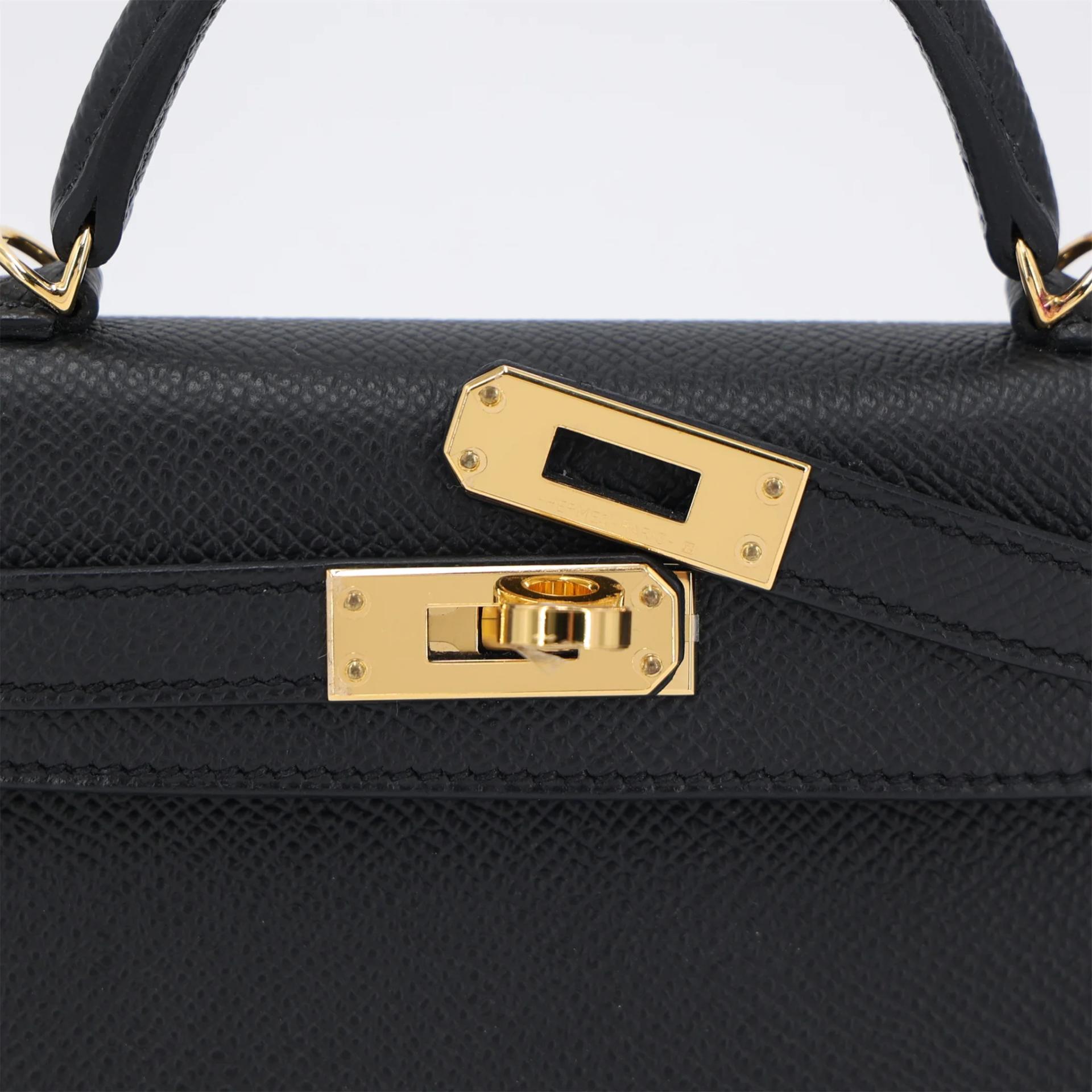 Excellent ( Rank SA ) HERMÈS Mini Kelly II Noir (89) Epsom Gold hardware W (2024) - 8