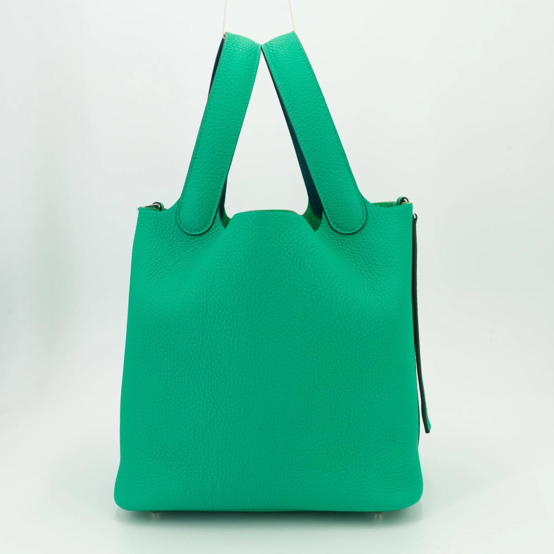 Unused ( Rank NS ) HERMÈS Picotin Lock MM Menthe (6W) Vert Bosphore (W0) Clemence Palladium hardware Z (2021) - 4