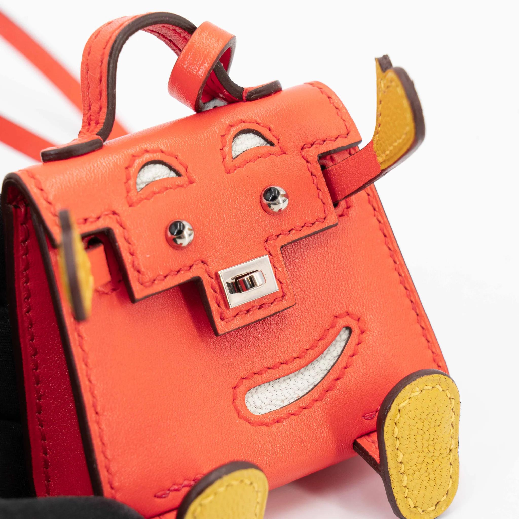 Unused ( Rank NS ) HERMÈS Kelly Doll charm Orange Poppy (8V) Tadelakt Palladium hardware B (2023) - 9