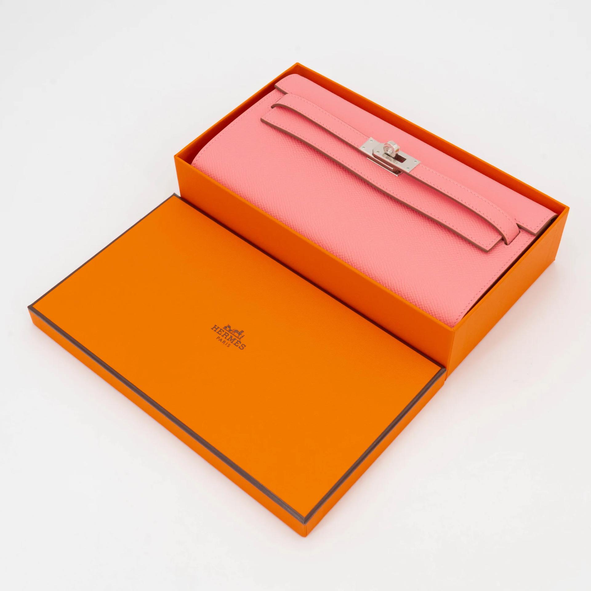 Unused ( Rank NS ) HERMÈS Kelly To Go Wallet Rose Confetti (1Q) Epsom Palladium hardware Y (2020) - 3