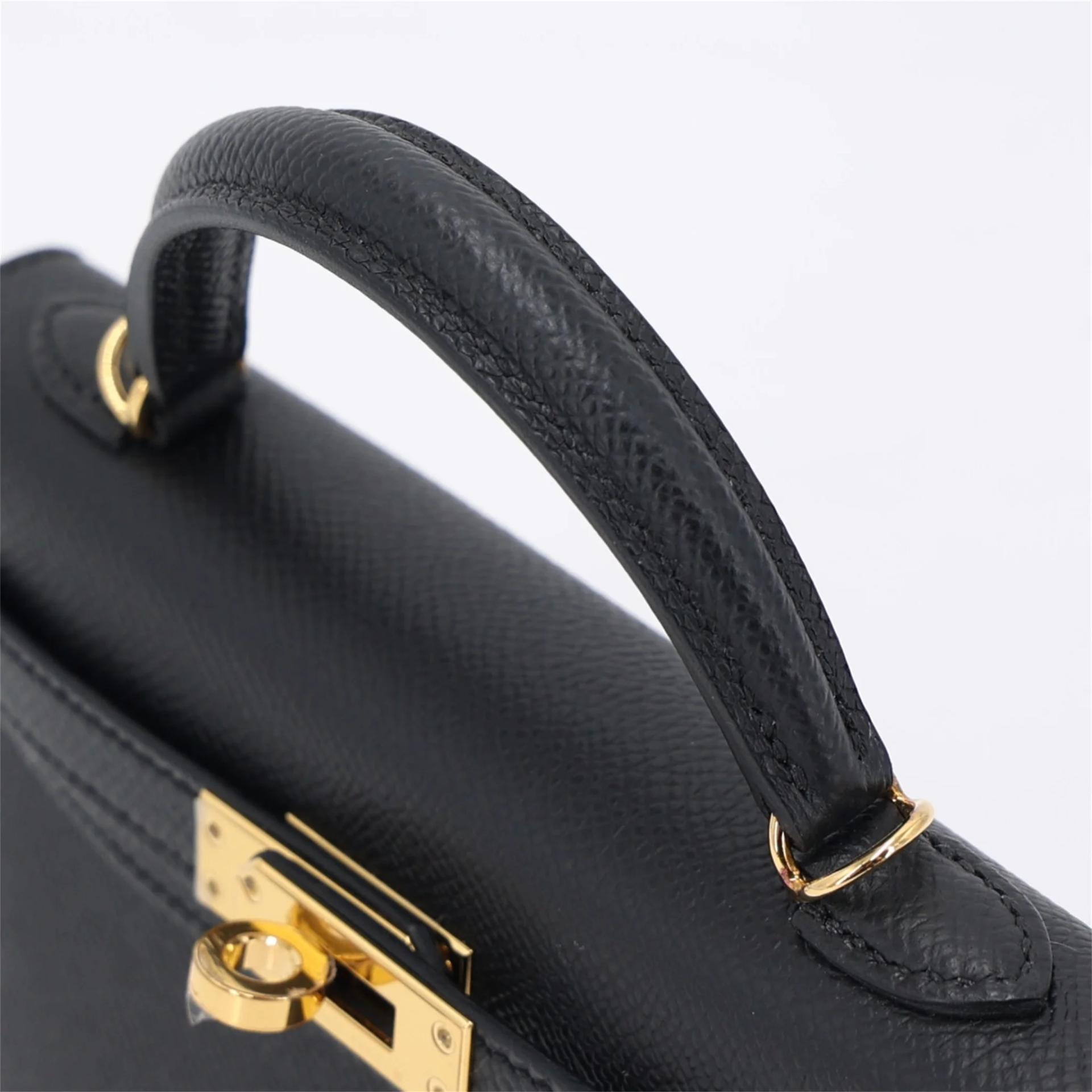Excellent ( Rank SA ) HERMÈS Mini Kelly II Noir (89) Epsom Gold hardware W (2024) - 3