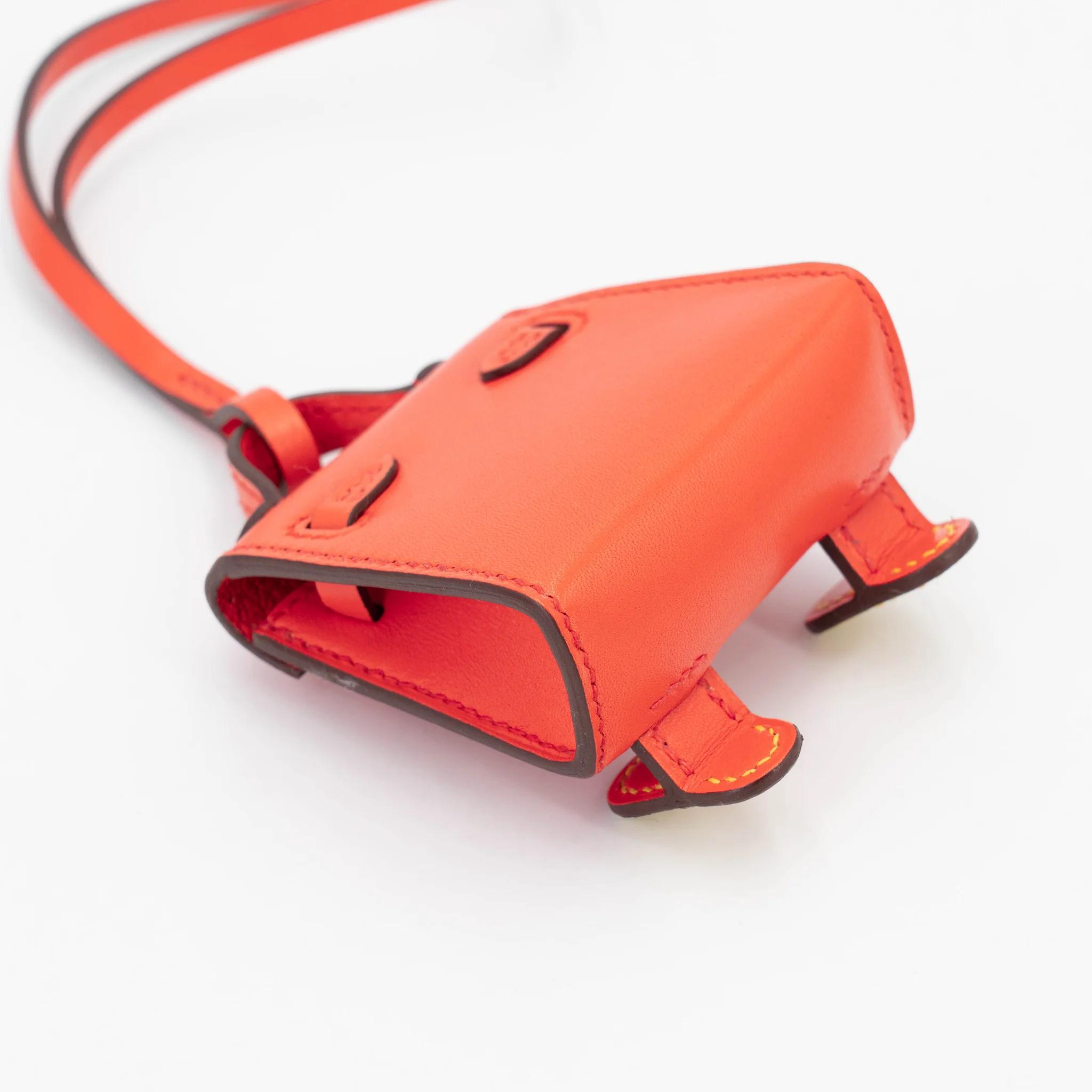 Unused ( Rank NS ) HERMÈS Kelly Doll charm Orange Poppy (8V) Tadelakt Palladium hardware B (2023) - 8