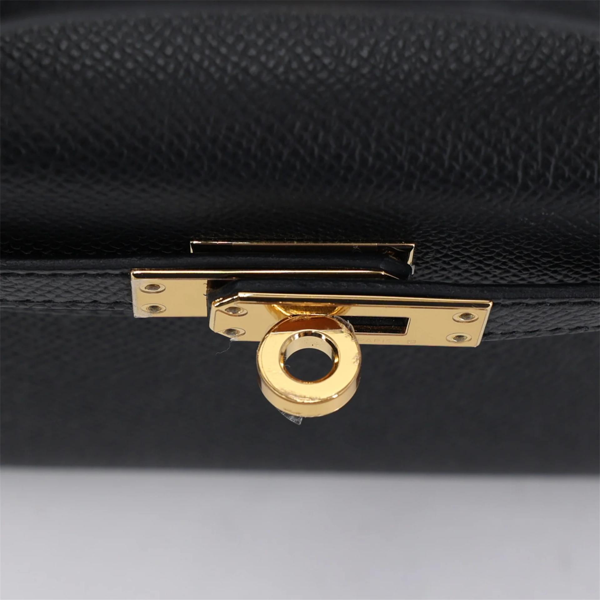 Excellent ( Rank SA ) HERMÈS Mini Kelly II Noir (89) Epsom Gold hardware W (2024) - 9