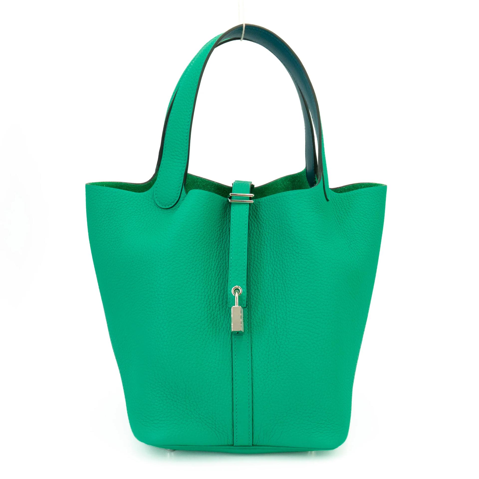 Unused ( Rank NS ) HERMÈS Picotin Lock MM Menthe (6W) Vert Bosphore (W0) Clemence Palladium hardware Z (2021) - 1