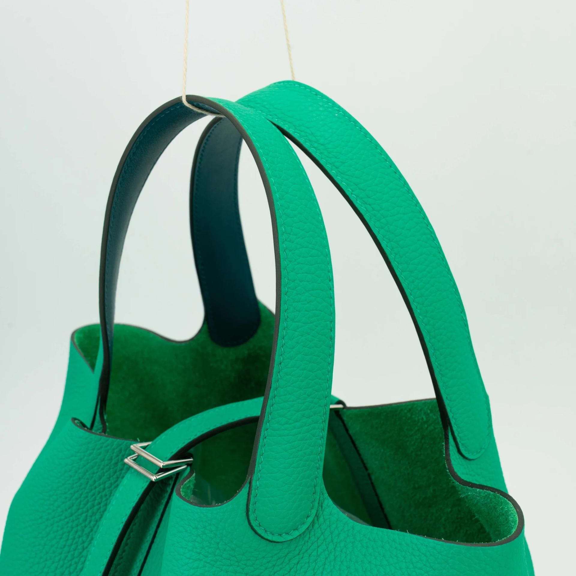 Unused ( Rank NS ) HERMÈS Picotin Lock MM Menthe (6W) Vert Bosphore (W0) Clemence Palladium hardware Z (2021) - 3