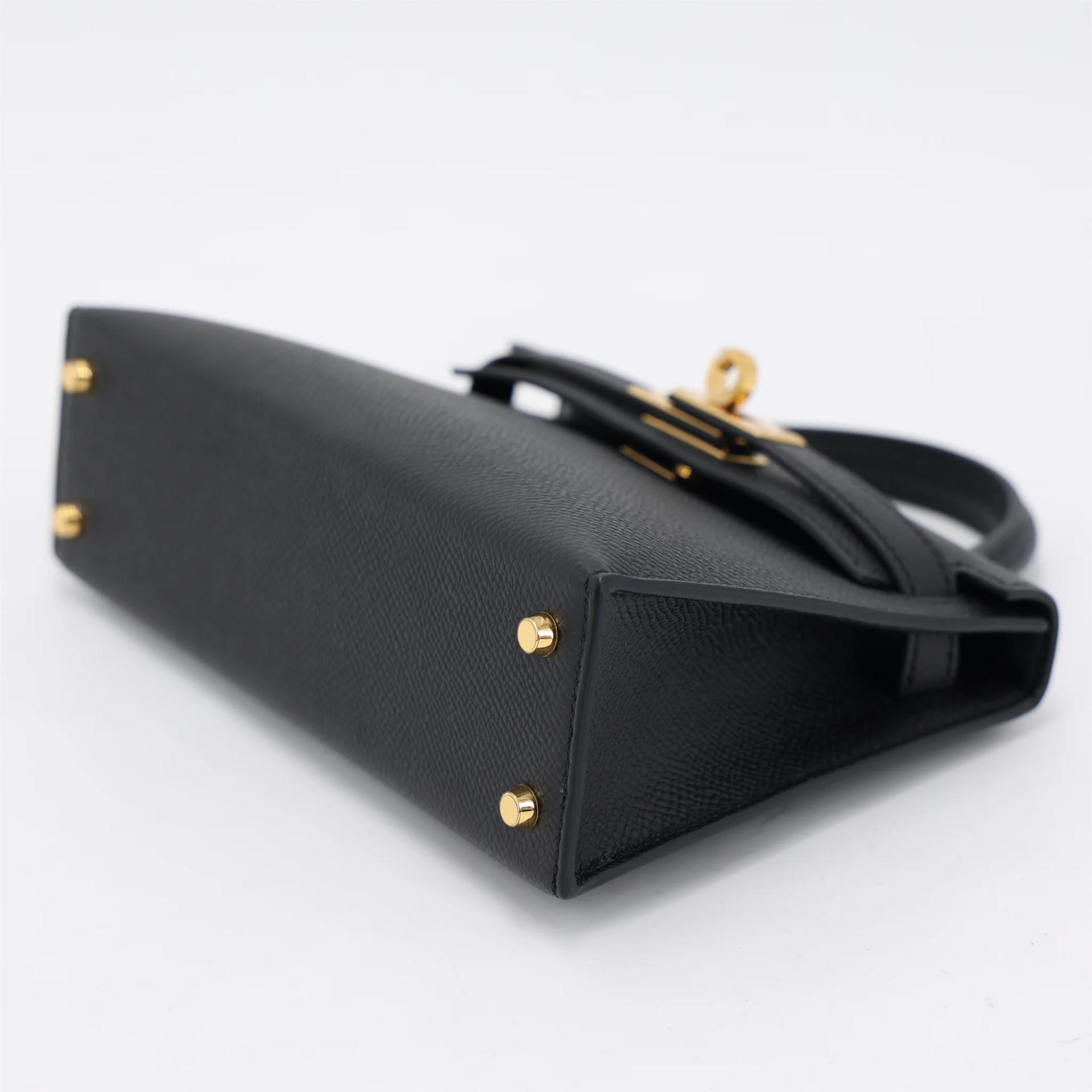 Excellent ( Rank SA ) HERMÈS Mini Kelly II Noir (89) Epsom Gold hardware W (2024) - 5