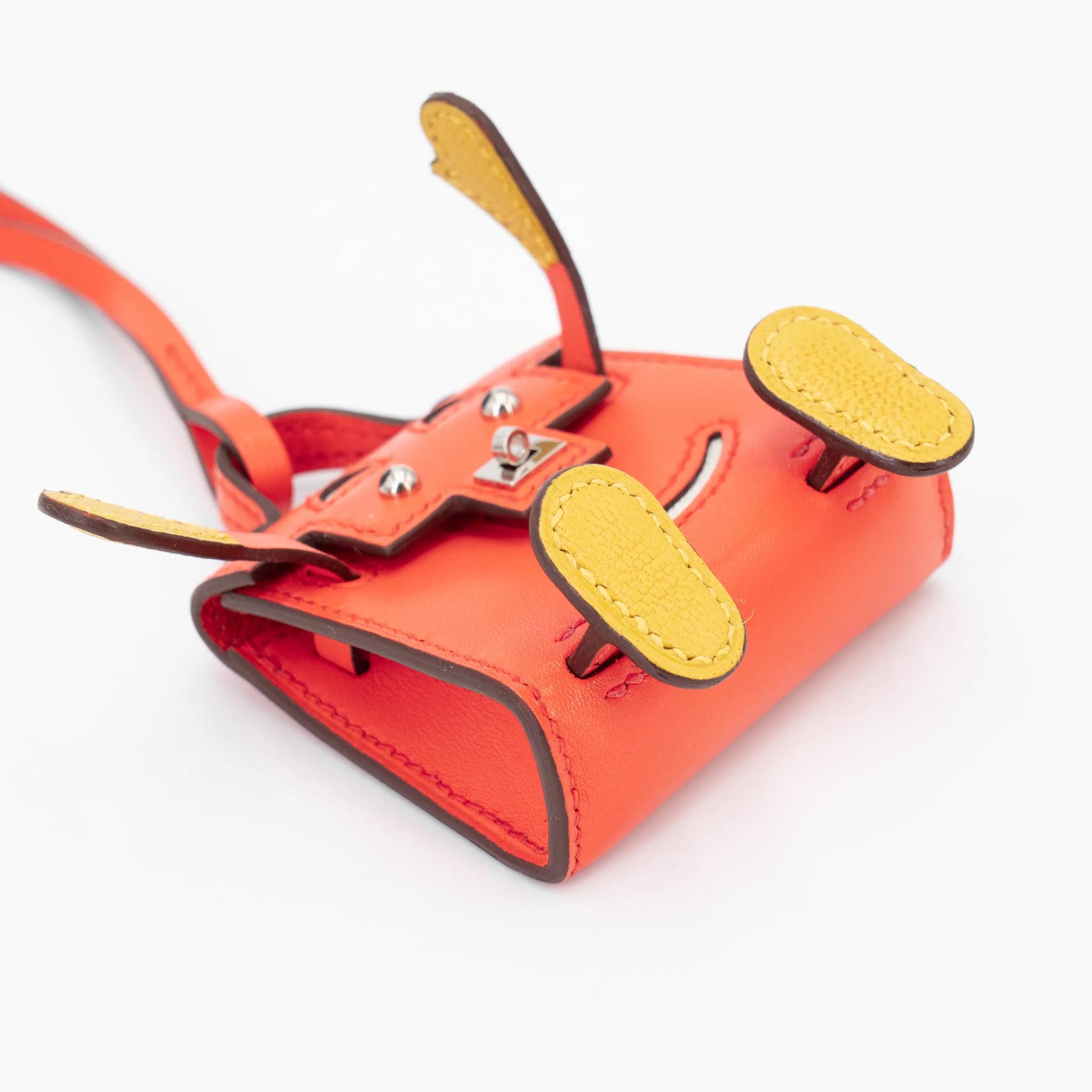 Unused ( Rank NS ) HERMÈS Kelly Doll charm Orange Poppy (8V) Tadelakt Palladium hardware B (2023) - 5