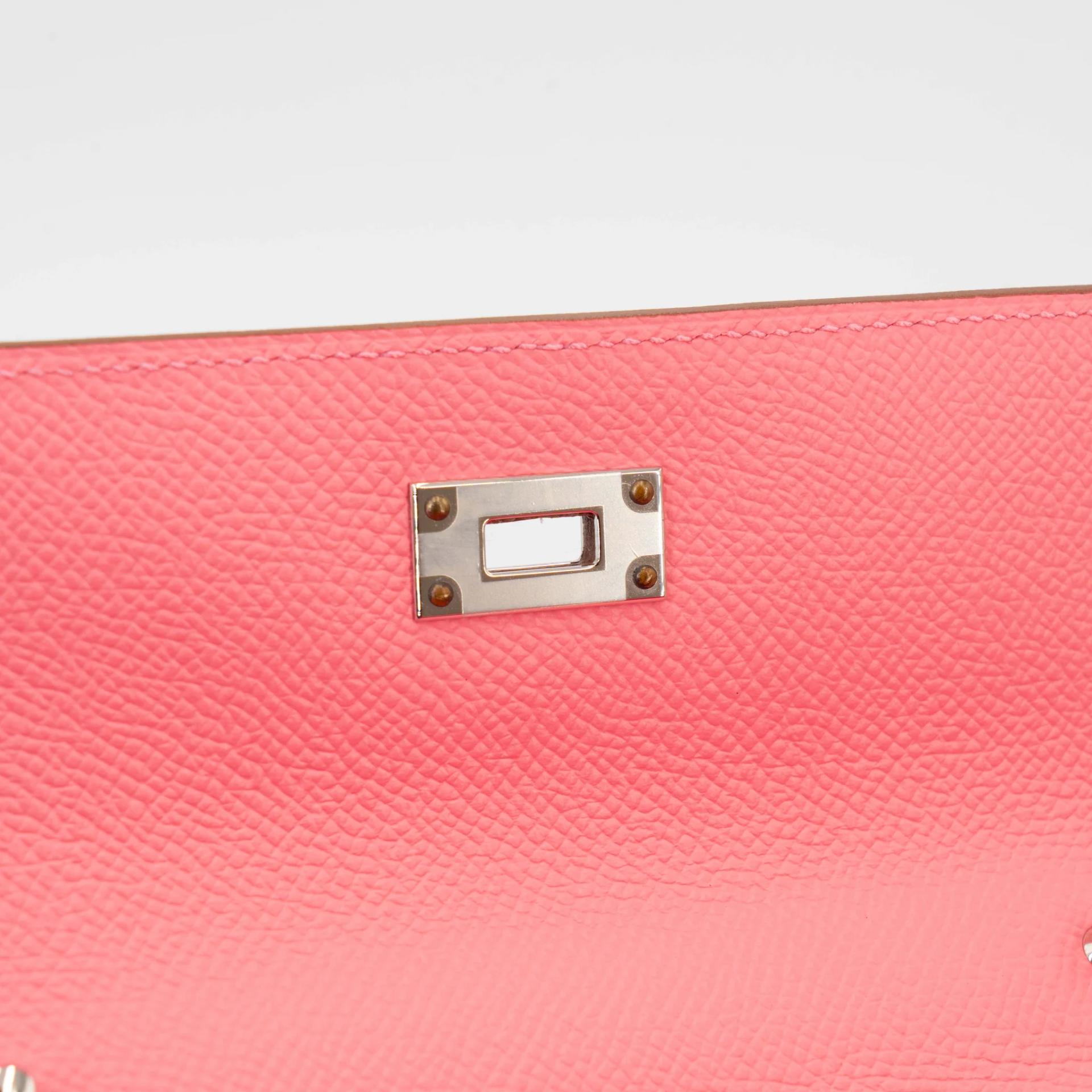 Unused ( Rank NS ) HERMÈS Kelly To Go Wallet Rose Confetti (1Q) Epsom Palladium hardware Y (2020) - 13