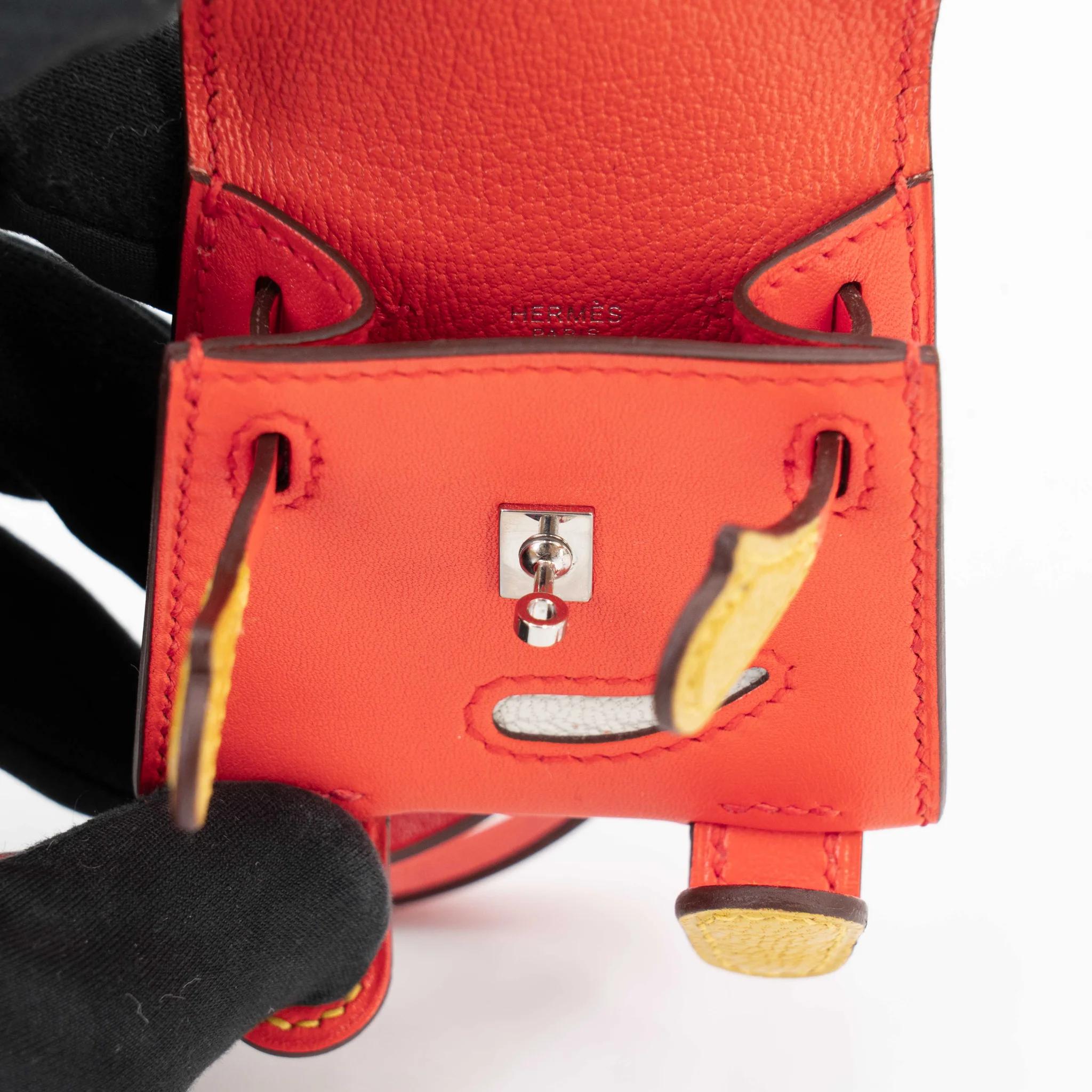 Unused ( Rank NS ) HERMÈS Kelly Doll charm Orange Poppy (8V) Tadelakt Palladium hardware B (2023) - 15