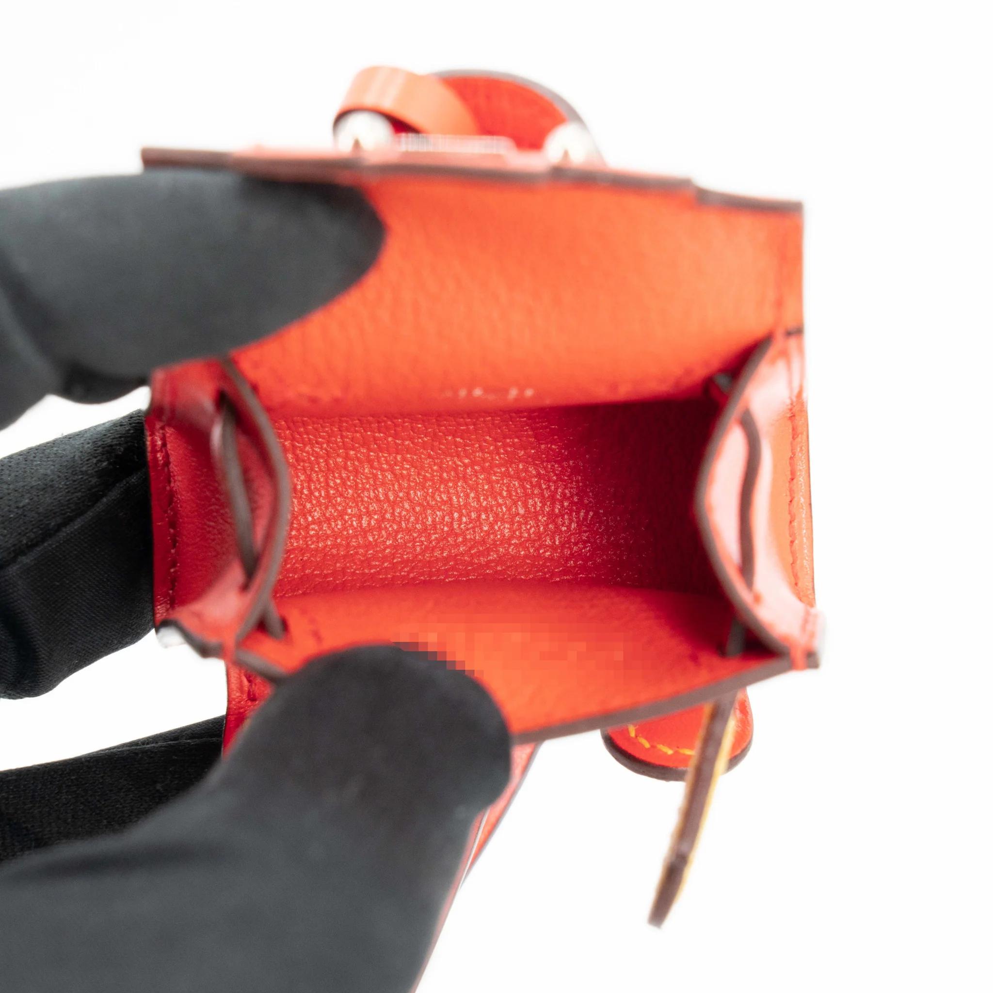 Unused ( Rank NS ) HERMÈS Kelly Doll charm Orange Poppy (8V) Tadelakt Palladium hardware B (2023) - 19