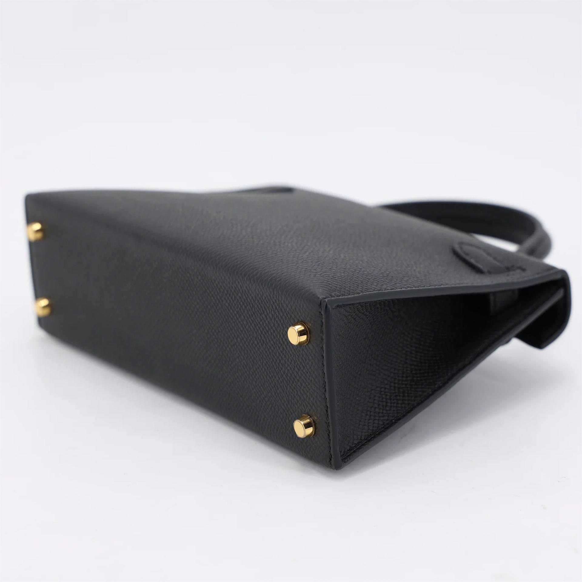 Excellent ( Rank SA ) HERMÈS Mini Kelly II Noir (89) Epsom Gold hardware W (2024) - 7