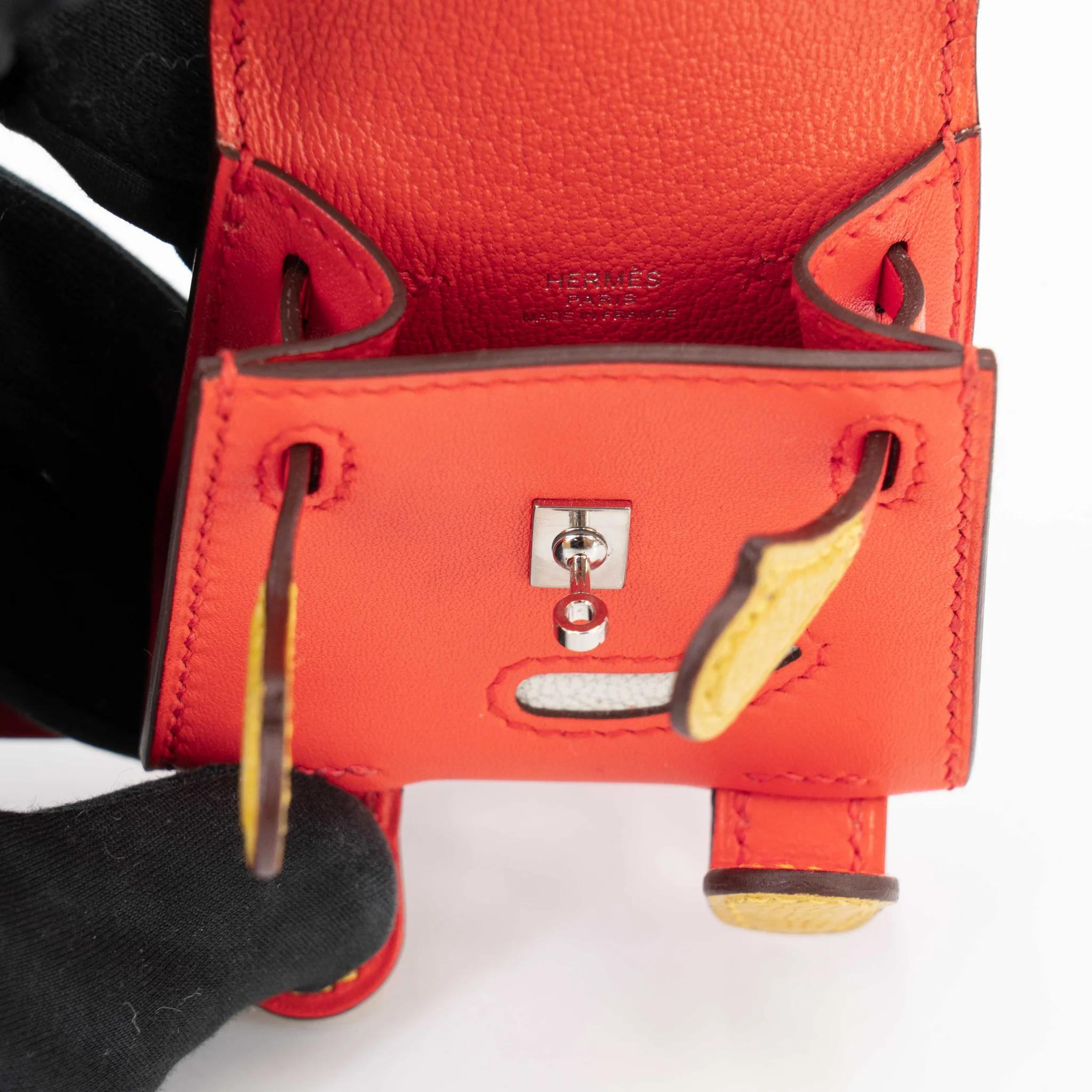Unused ( Rank NS ) HERMÈS Kelly Doll charm Orange Poppy (8V) Tadelakt Palladium hardware B (2023) - 14