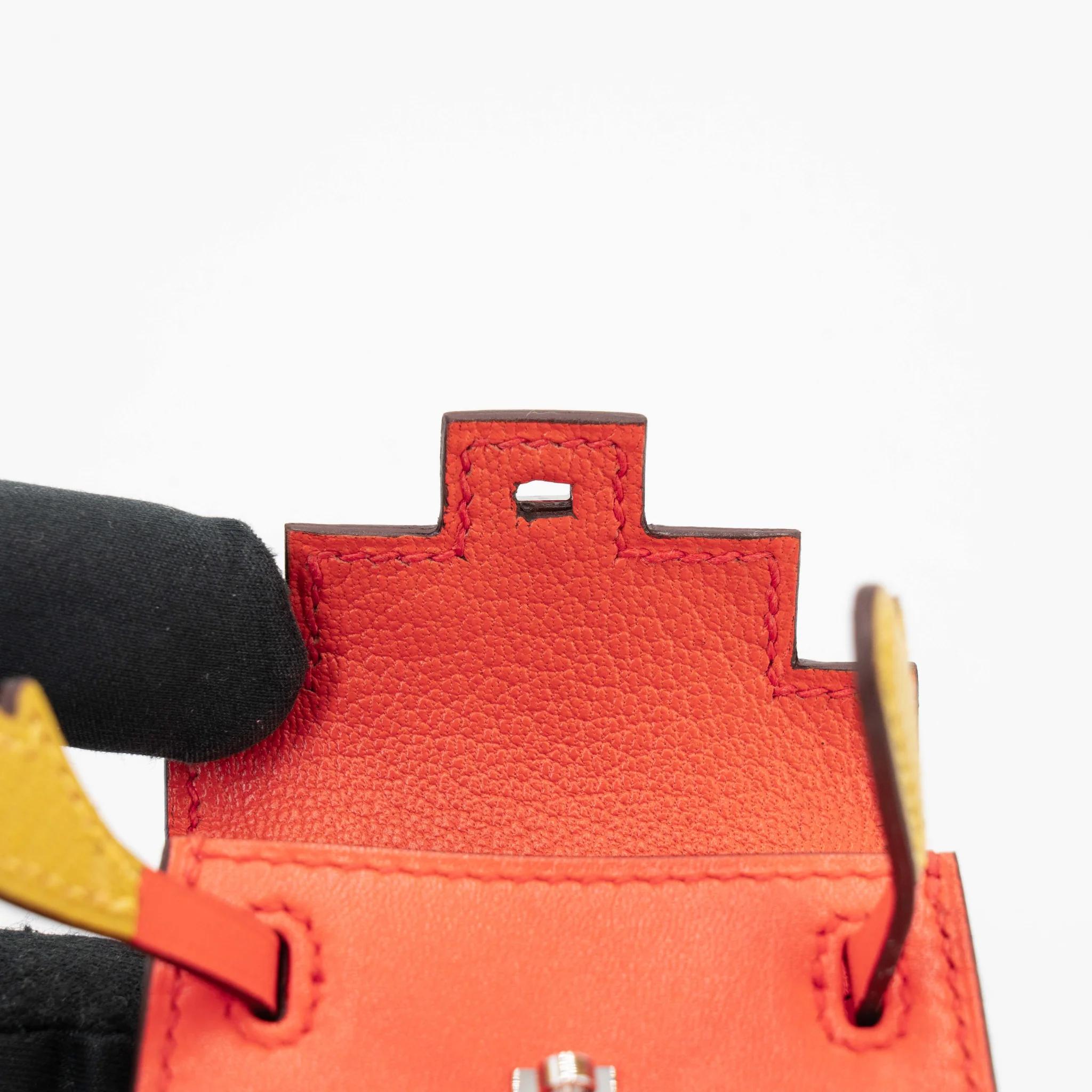 Unused ( Rank NS ) HERMÈS Kelly Doll charm Orange Poppy (8V) Tadelakt Palladium hardware B (2023) - 10