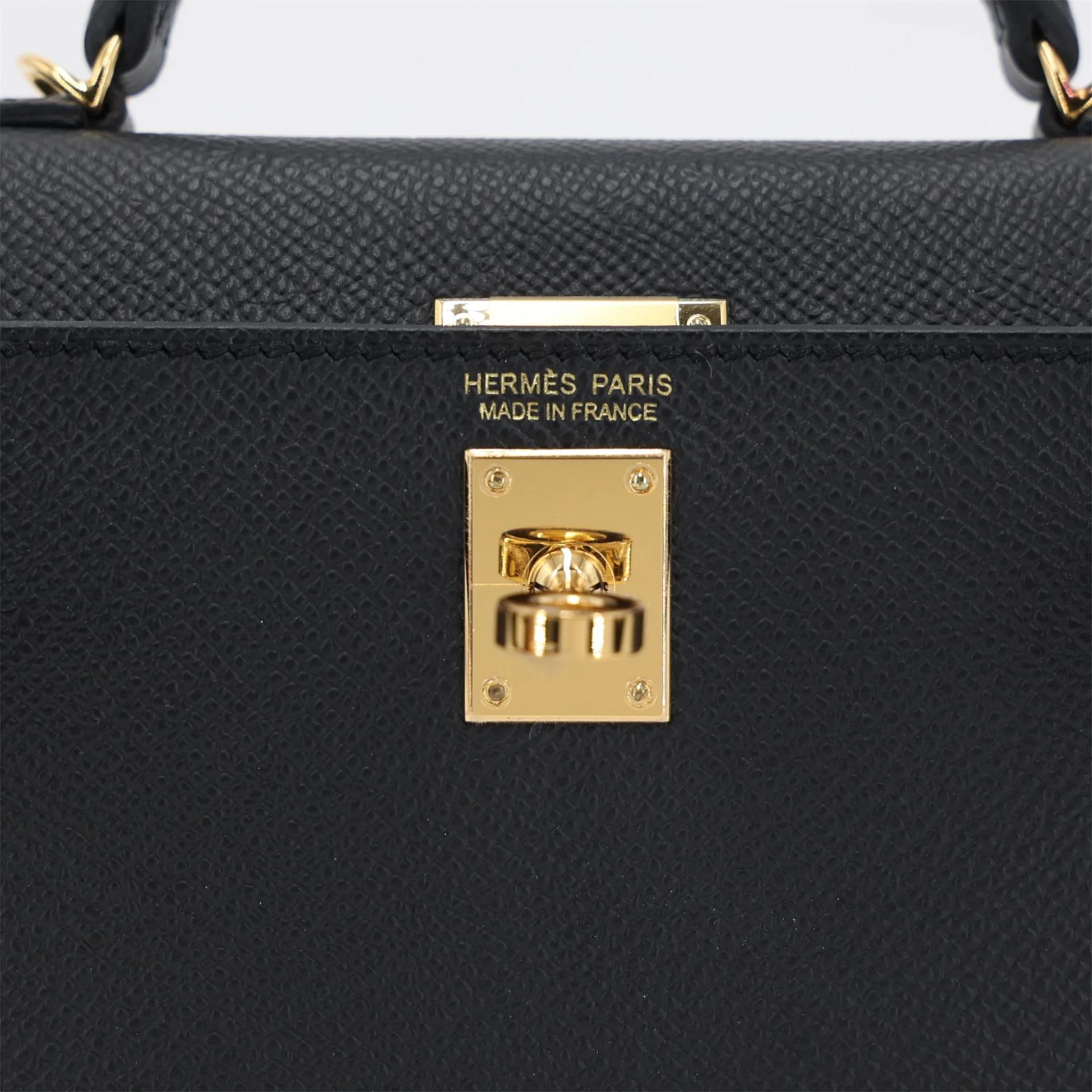 Excellent ( Rank SA ) HERMÈS Mini Kelly II Noir (89) Epsom Gold hardware W (2024) - 10