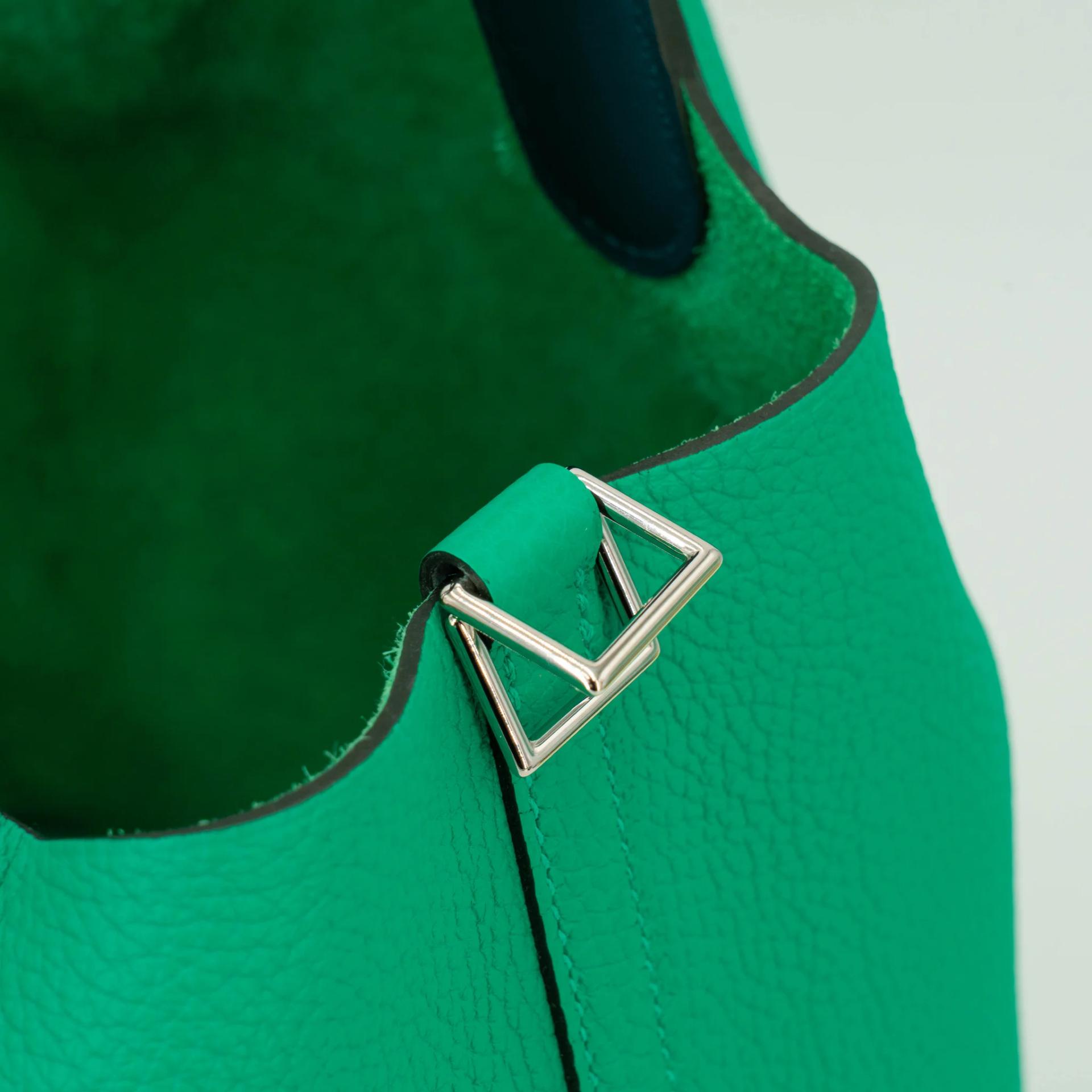 Unused ( Rank NS ) HERMÈS Picotin Lock MM Menthe (6W) Vert Bosphore (W0) Clemence Palladium hardware Z (2021) - 7
